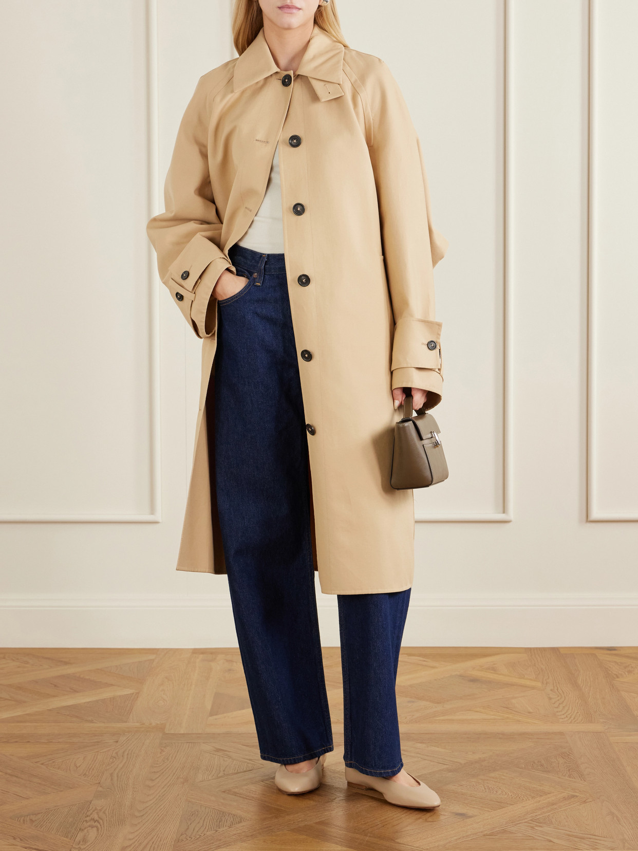 Balmacaan Double-Face Cotton Long Coat