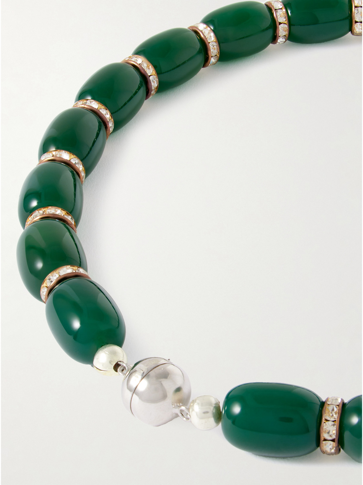 Julietta Donna Rhodium-plated, Resin And Crystal Necklace In Green