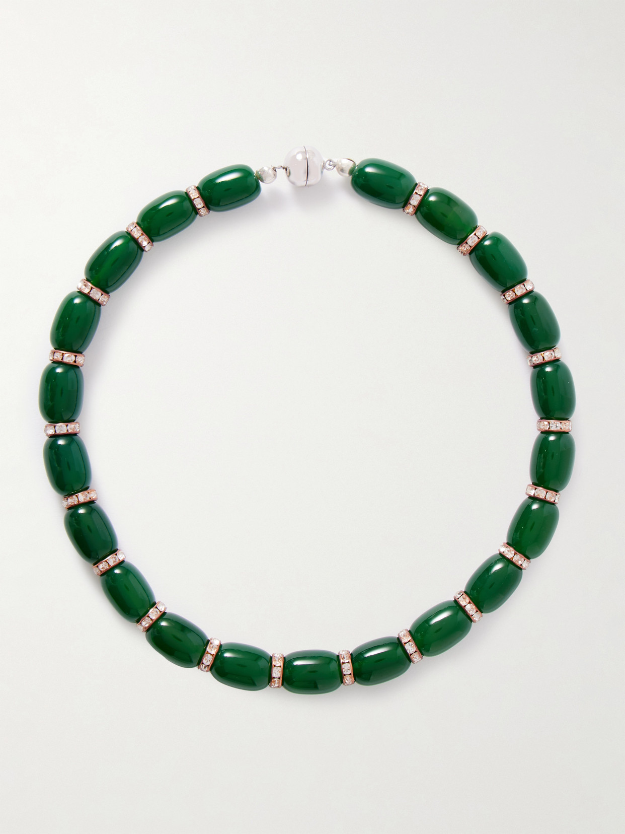 Julietta Donna Rhodium-plated, Resin And Crystal Necklace In Green