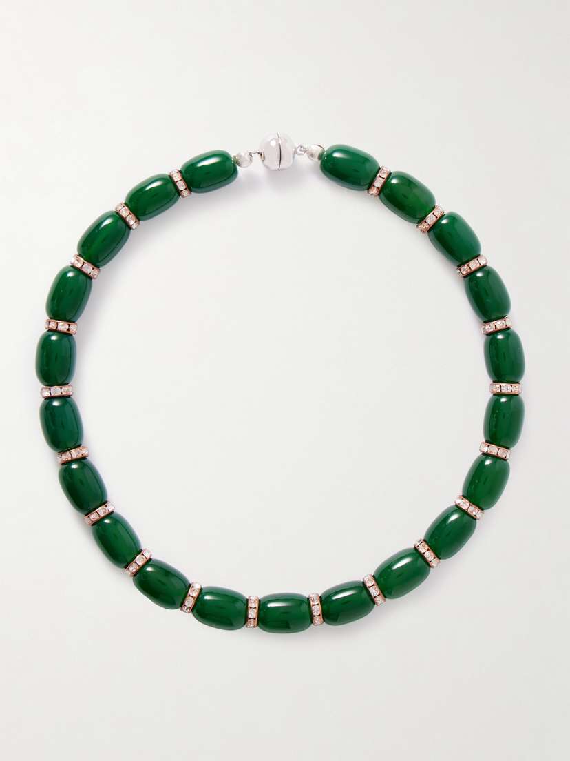 Julietta Donna Rhodium-plated, Resin And Crystal Necklace