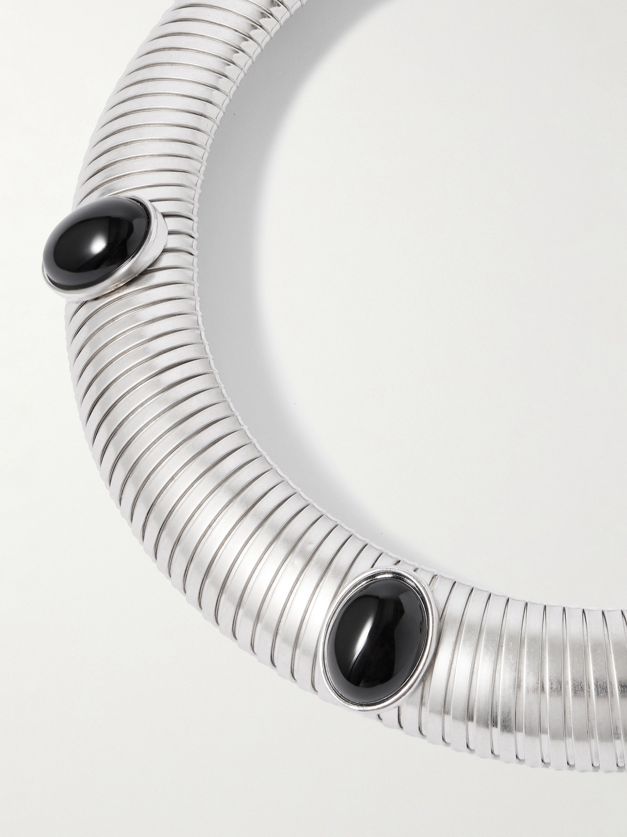 Julietta Celeste Rhodium-plated Onyx Choker In Metallic