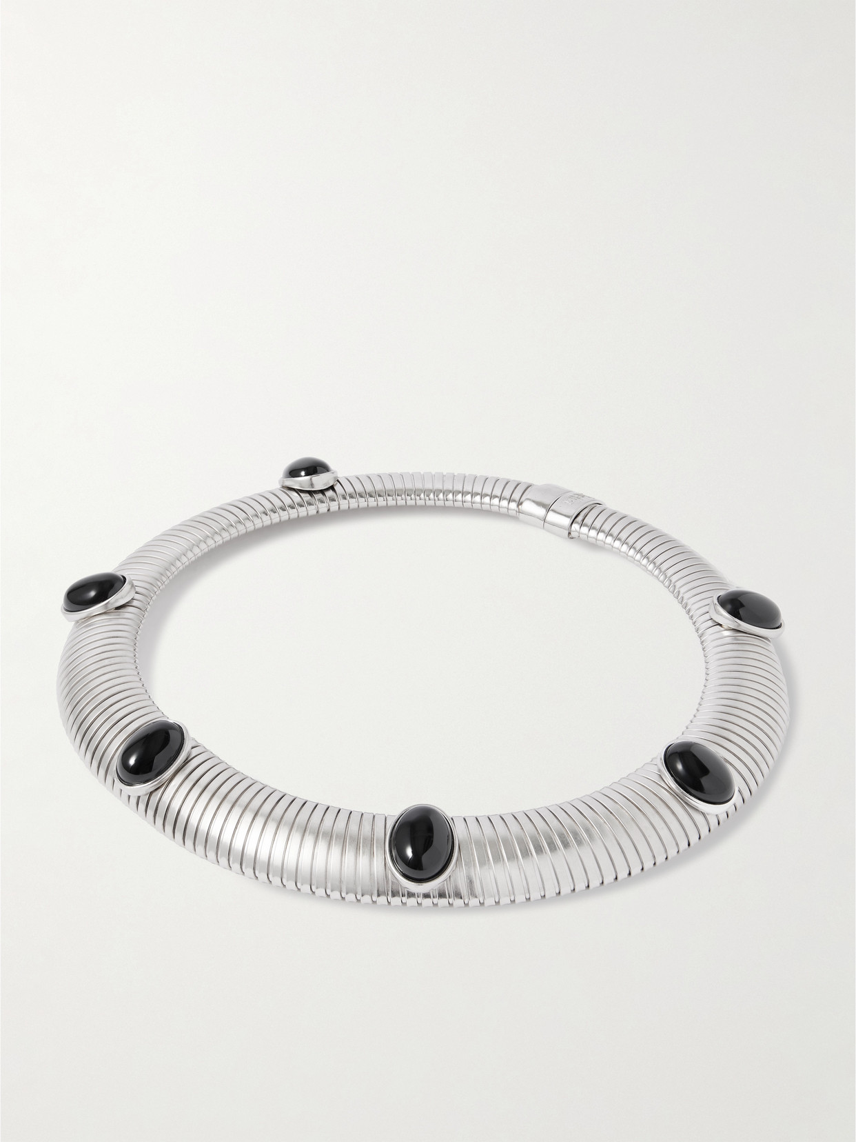 Julietta Celeste Rhodium-plated Onyx Choker In Metallic