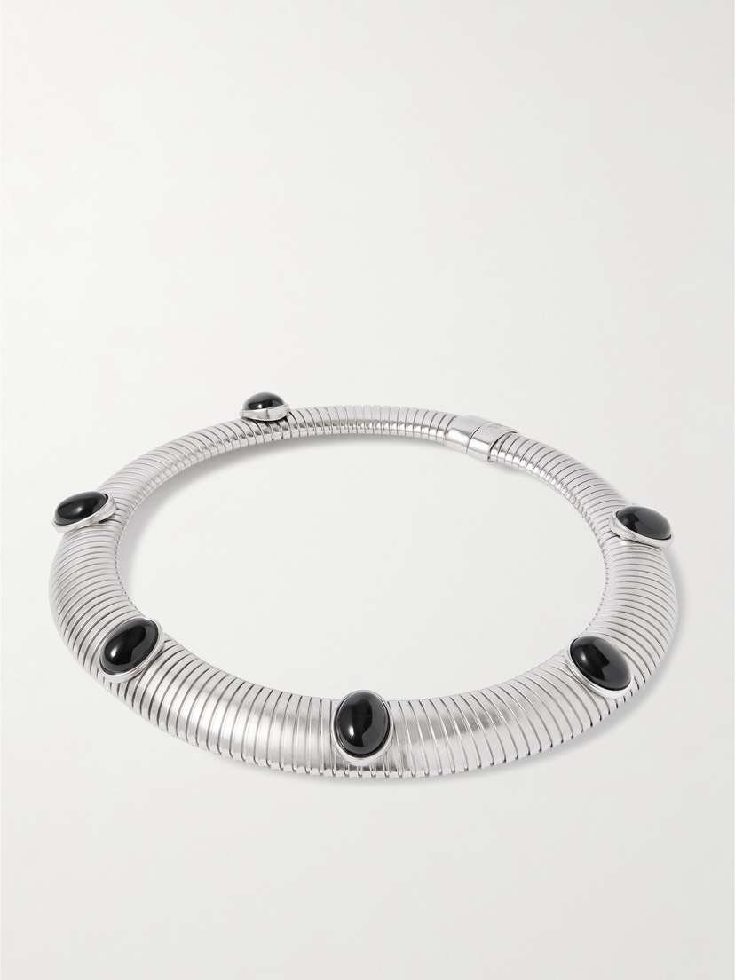 Julietta Celeste Rhodium-plated Onyx Choker