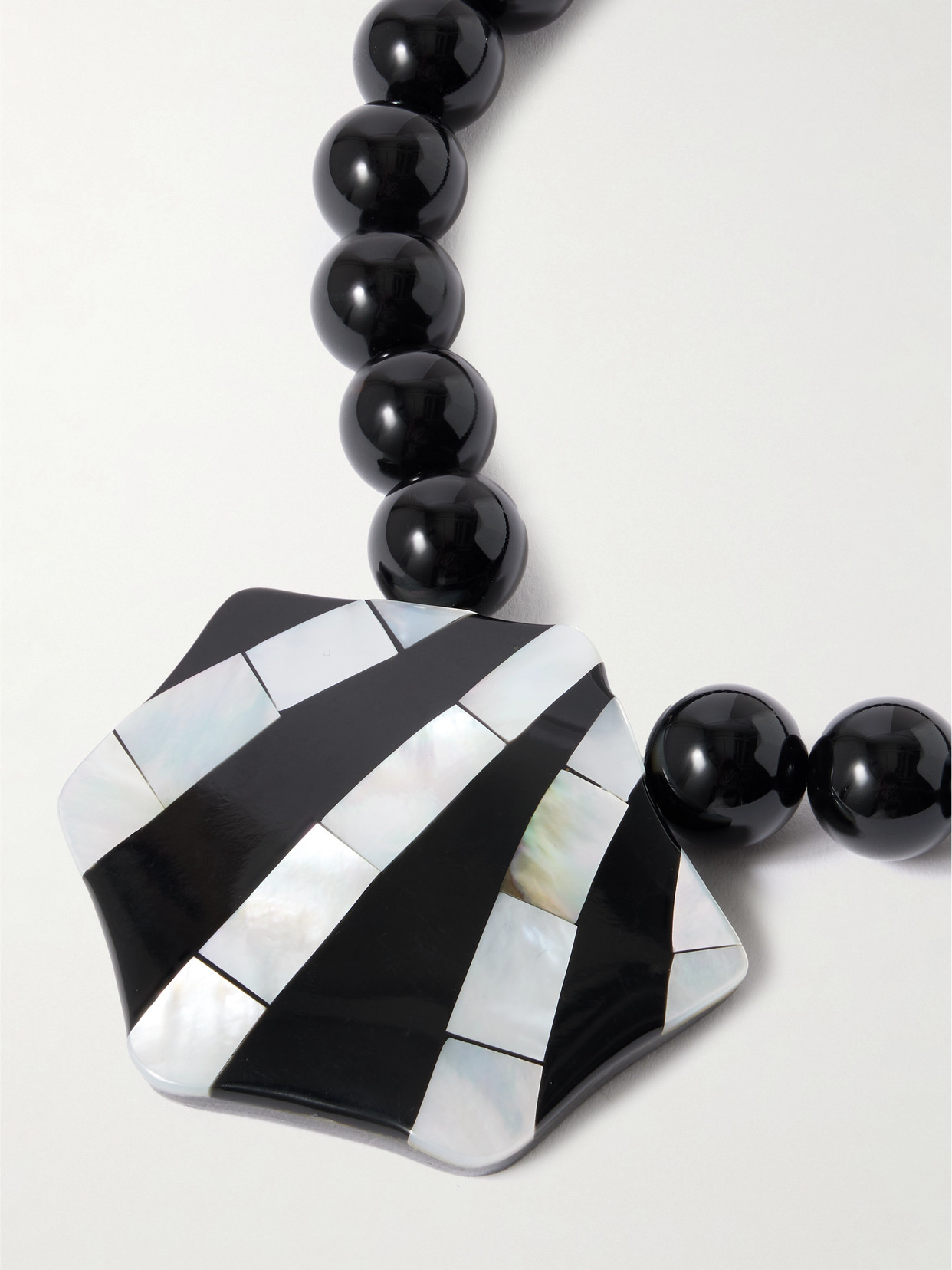 Julietta Maris Silver-tone Onyx, Resin And Shell Necklace In Black
