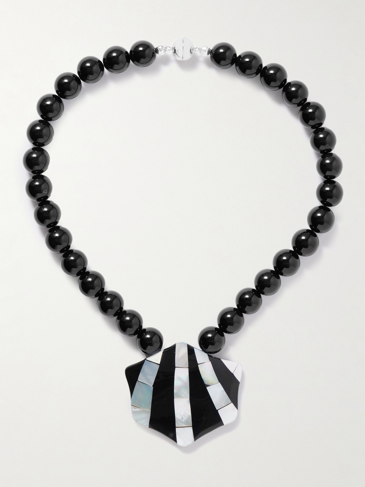Julietta Maris Silver-tone Onyx, Resin And Shell Necklace In Black
