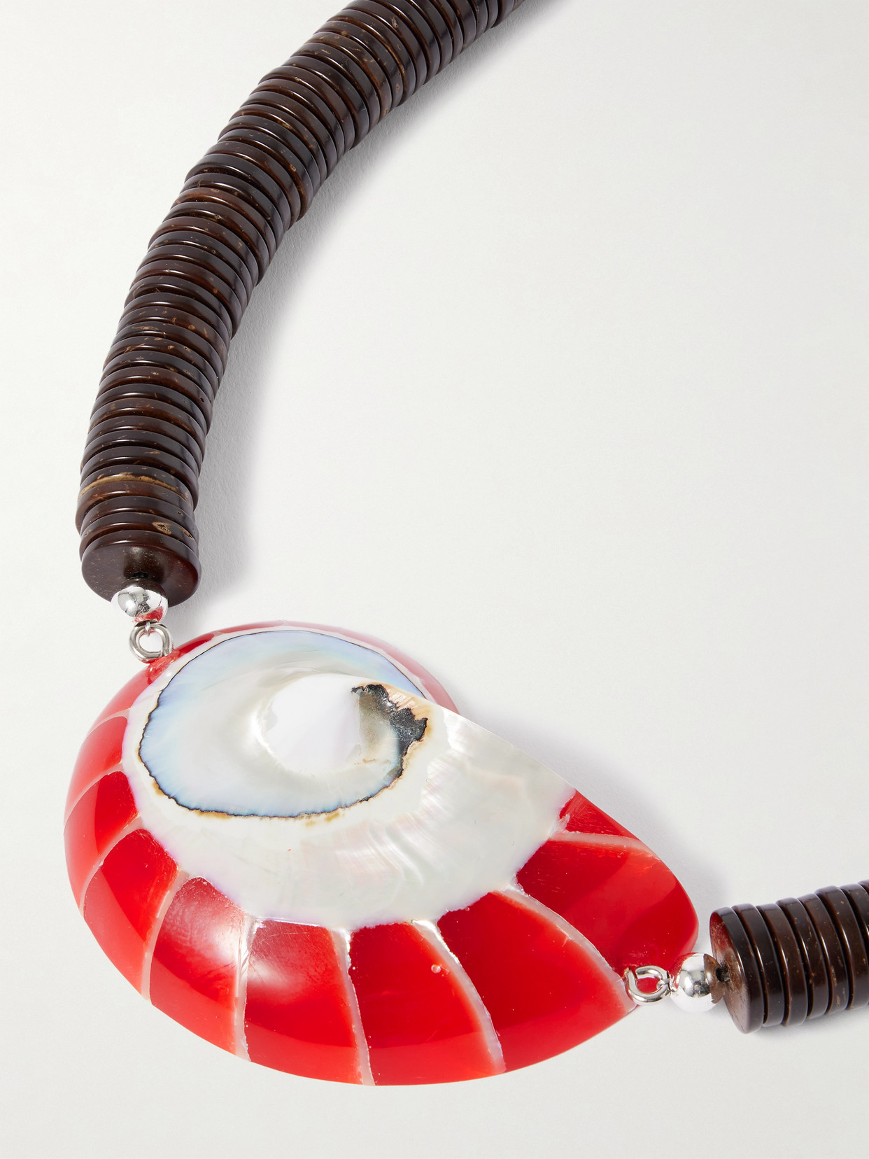 Julietta Odessa Silver-tone, Resin And Shell Necklace In Black