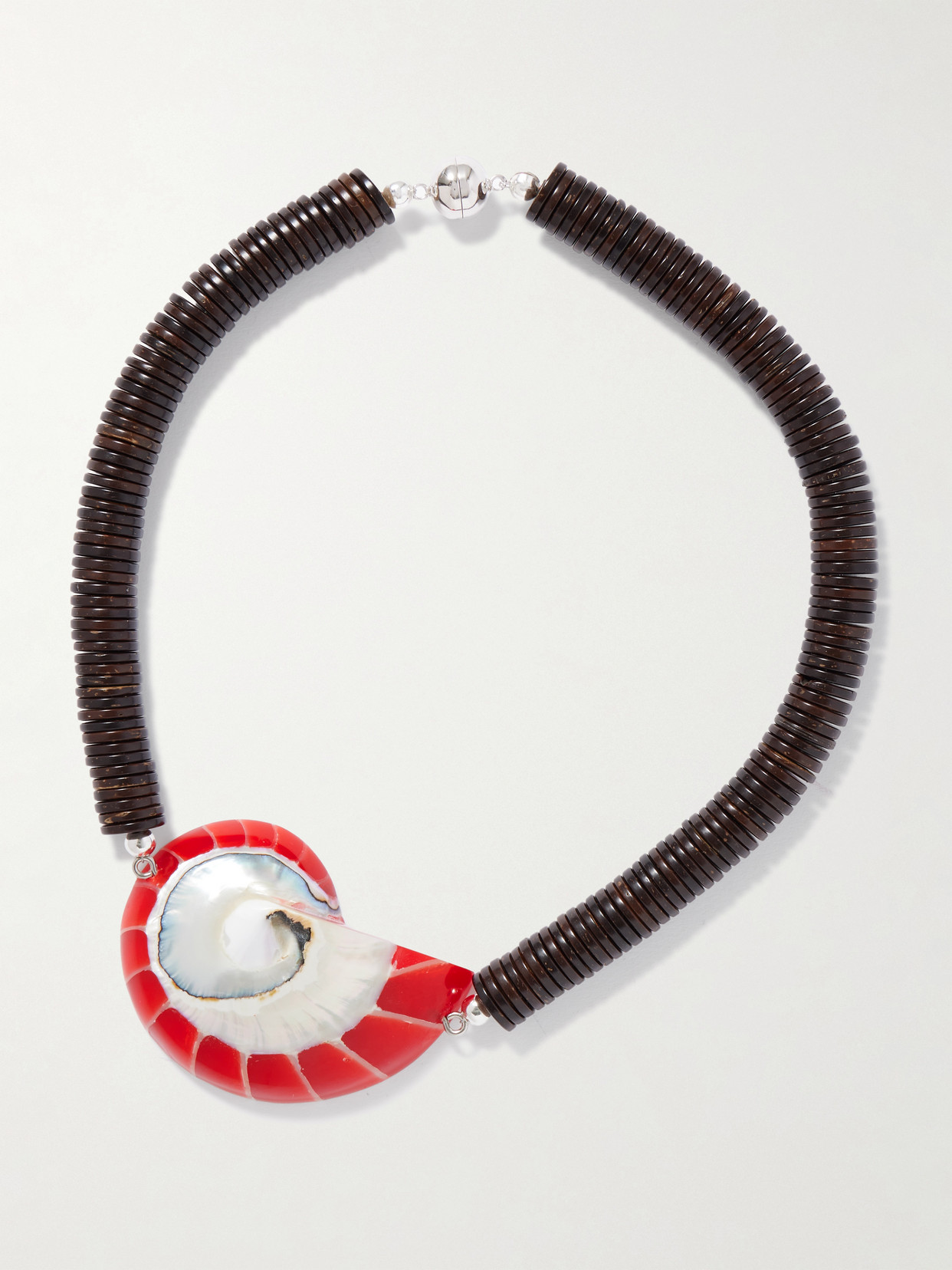 Julietta Odessa Silver-tone, Resin And Shell Necklace In Black