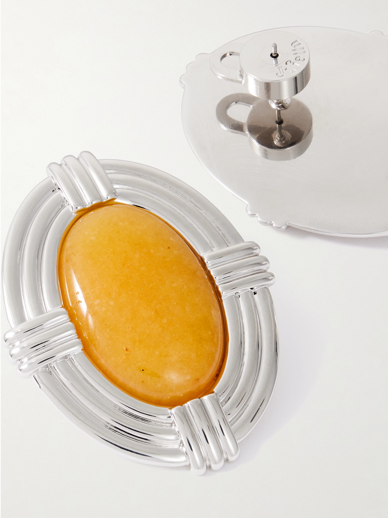 Julietta Hera Rhodium-plated Agate Earrings In Metallic