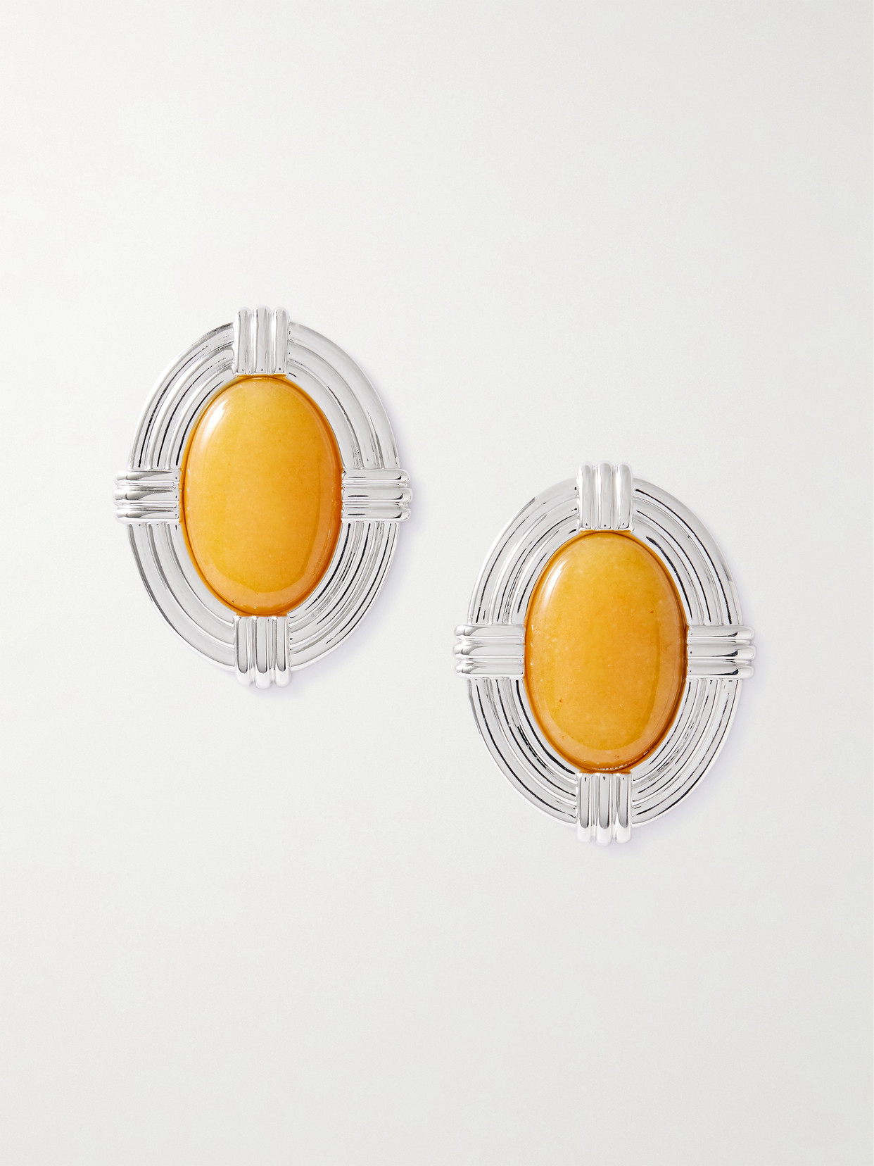 Julietta Hera Rhodium-plated Agate Earrings In Metallic