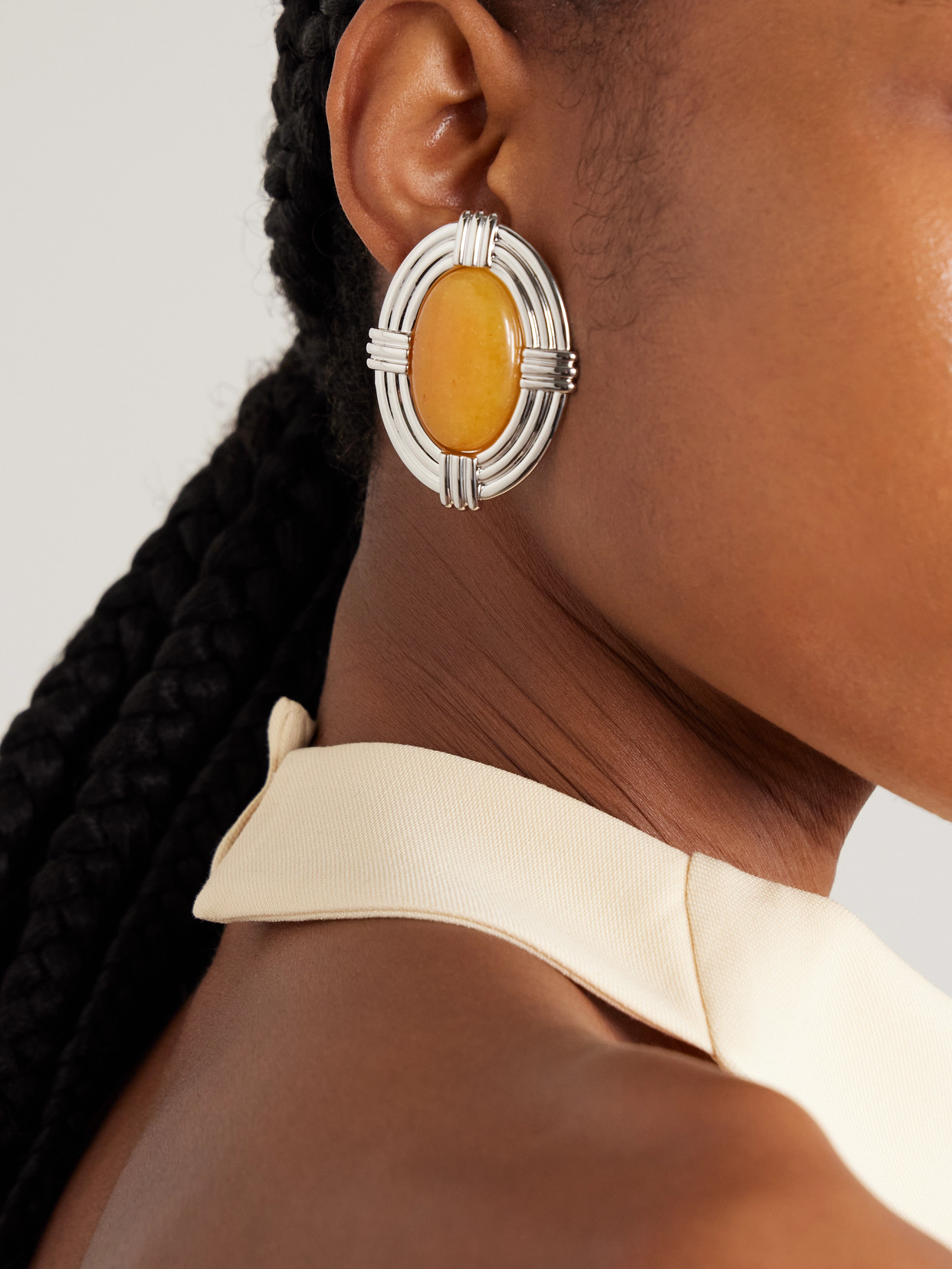 Julietta Hera Rhodium-plated Agate Earrings In Metallic