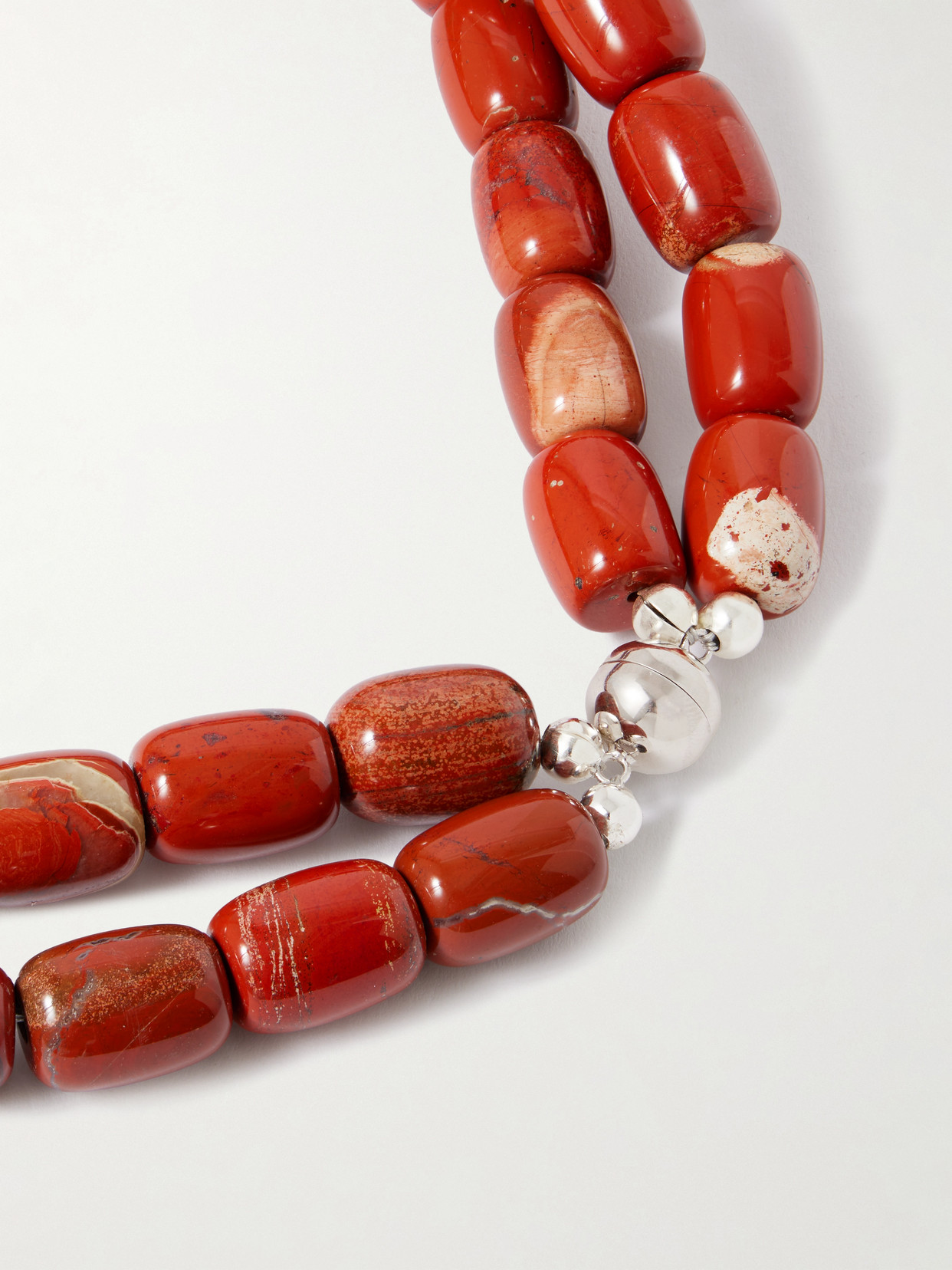 Julietta Luma Silver-tone, Jasper, Resin And Shell Necklace In Burgundy