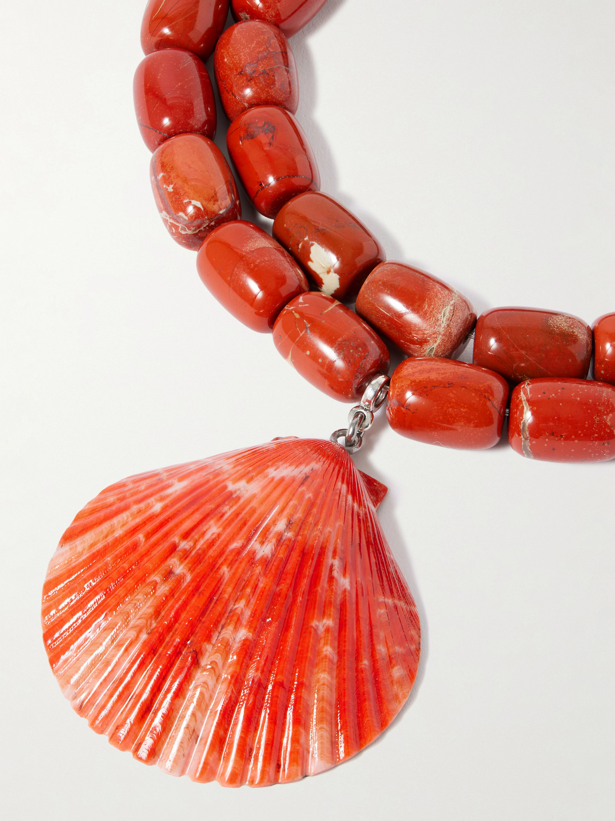 Julietta Luma Silver-tone, Jasper, Resin And Shell Necklace In Burgundy