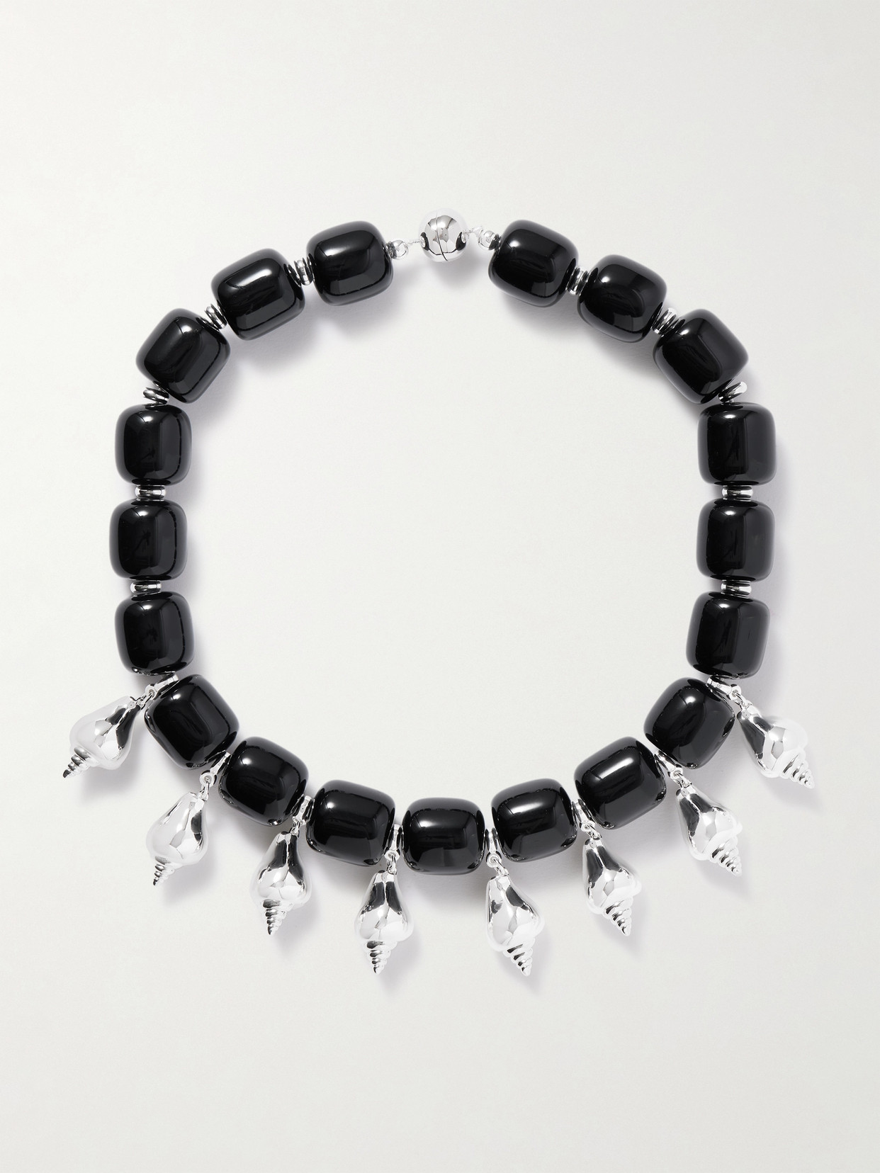 Julietta Odeon Silver-tone And Resin Necklace In Black