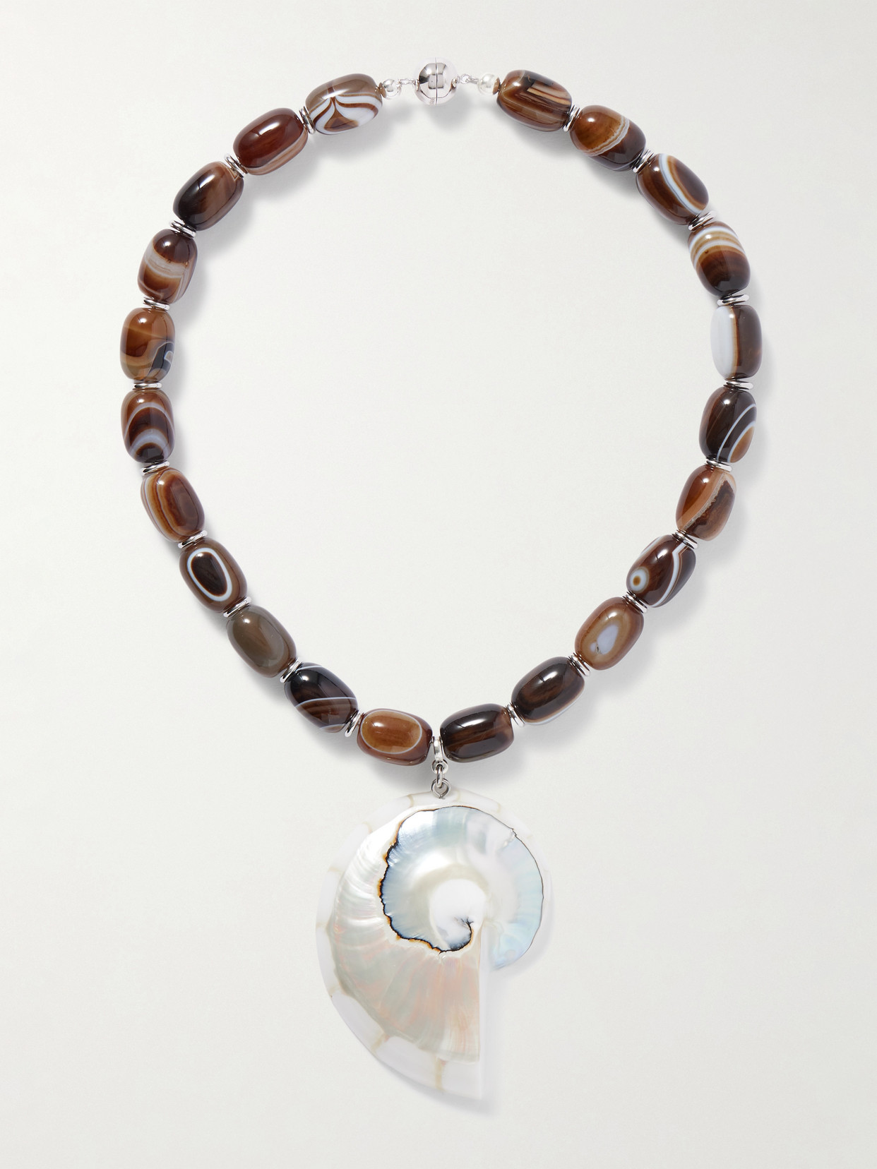 Julietta Firenze Silver-tone, Resin And Shell Necklace In Burgundy