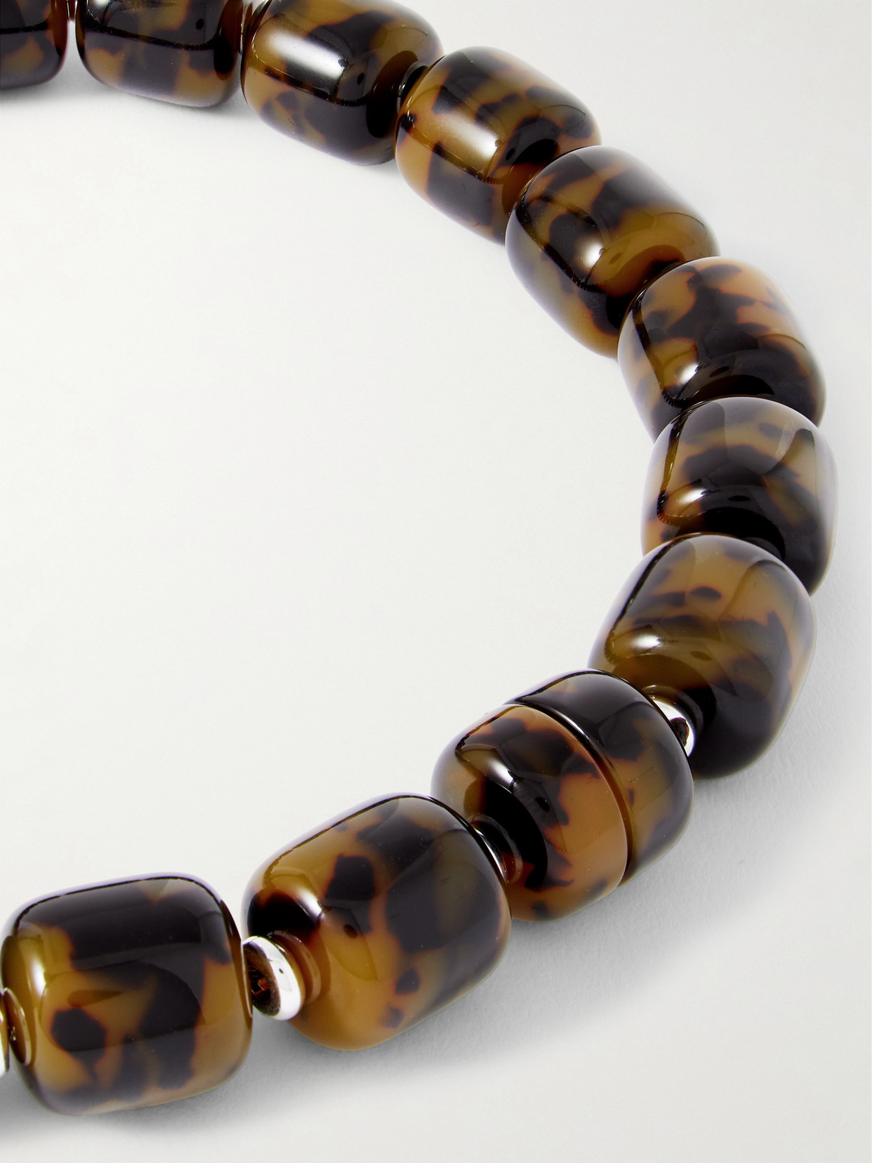 Julietta Concha Rhodium-plated Resin Necklace In Brown