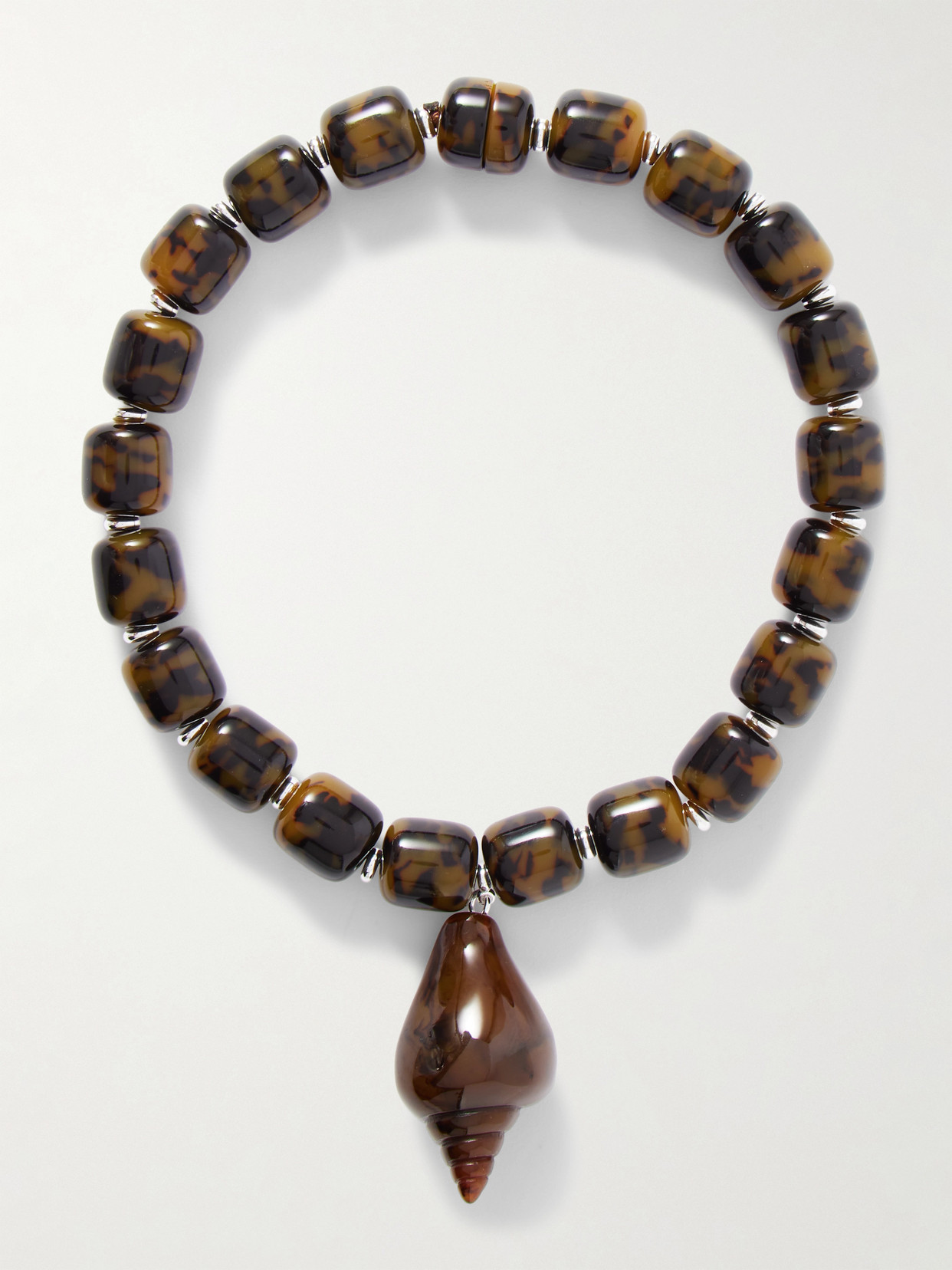 Julietta Concha Rhodium-plated Resin Necklace In Brown