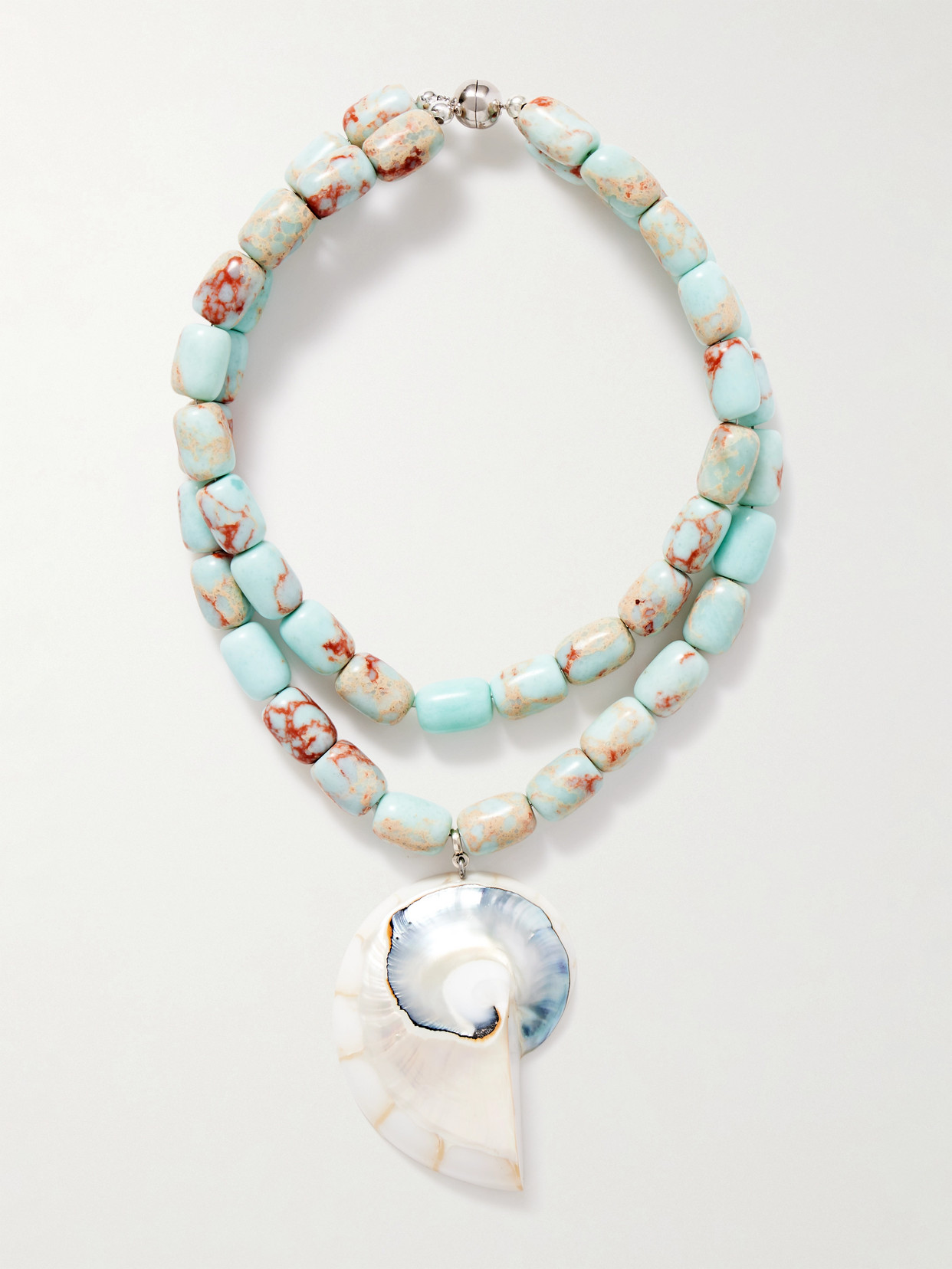 Julietta Nautilus Rhodium-plated, Resin, Agate And Shell Necklace In Multi