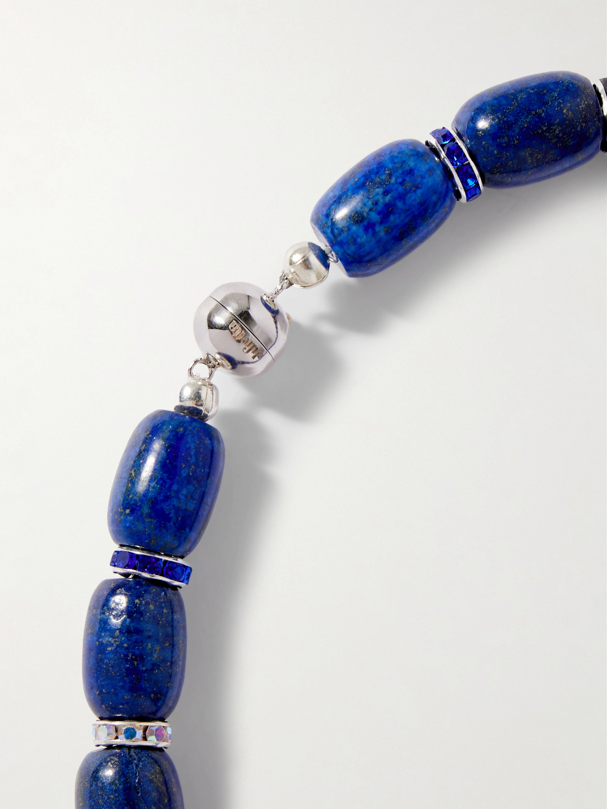 Julietta Donna Rhodium-plated, Lapis Lazuli, Crystal And Enamel Necklace In Blue