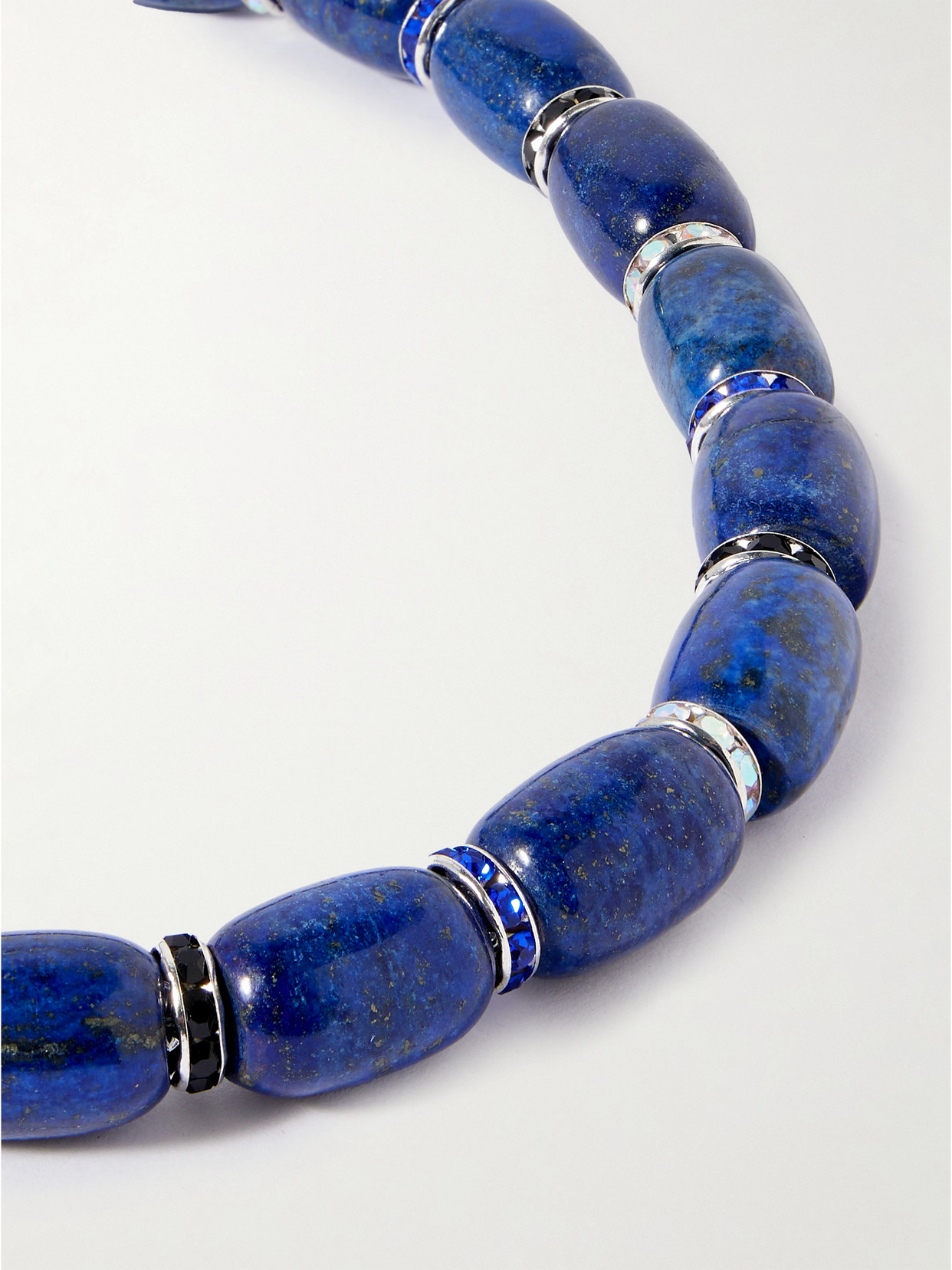 Julietta Donna Rhodium-plated, Lapis Lazuli, Crystal And Enamel Necklace In Blue
