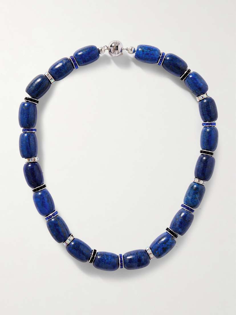 Julietta Donna Rhodium-plated, Lapis Lazuli, Crystal And Enamel Necklace