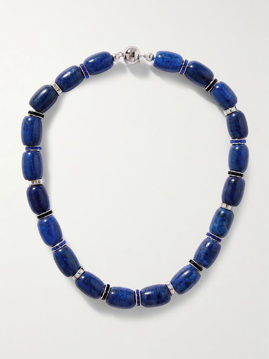 Donna rhodium-plated, lapis lazuli, crystal and enamel necklace