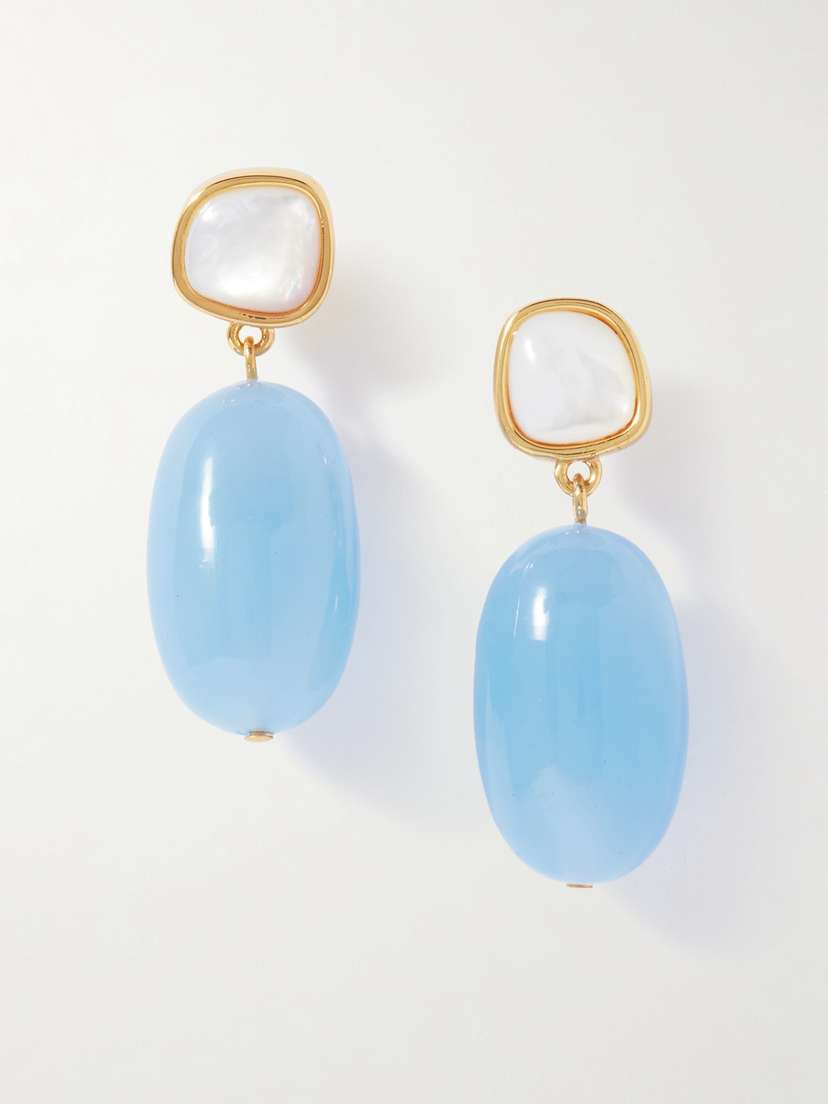 Lizzie Fortunato Big Sur Gold-plated, Glass And Mother-of-pearl Earrings