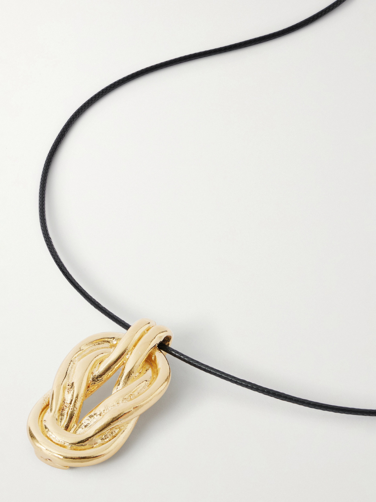 Ysso Hercules Gold-plated Cord Necklace In Black