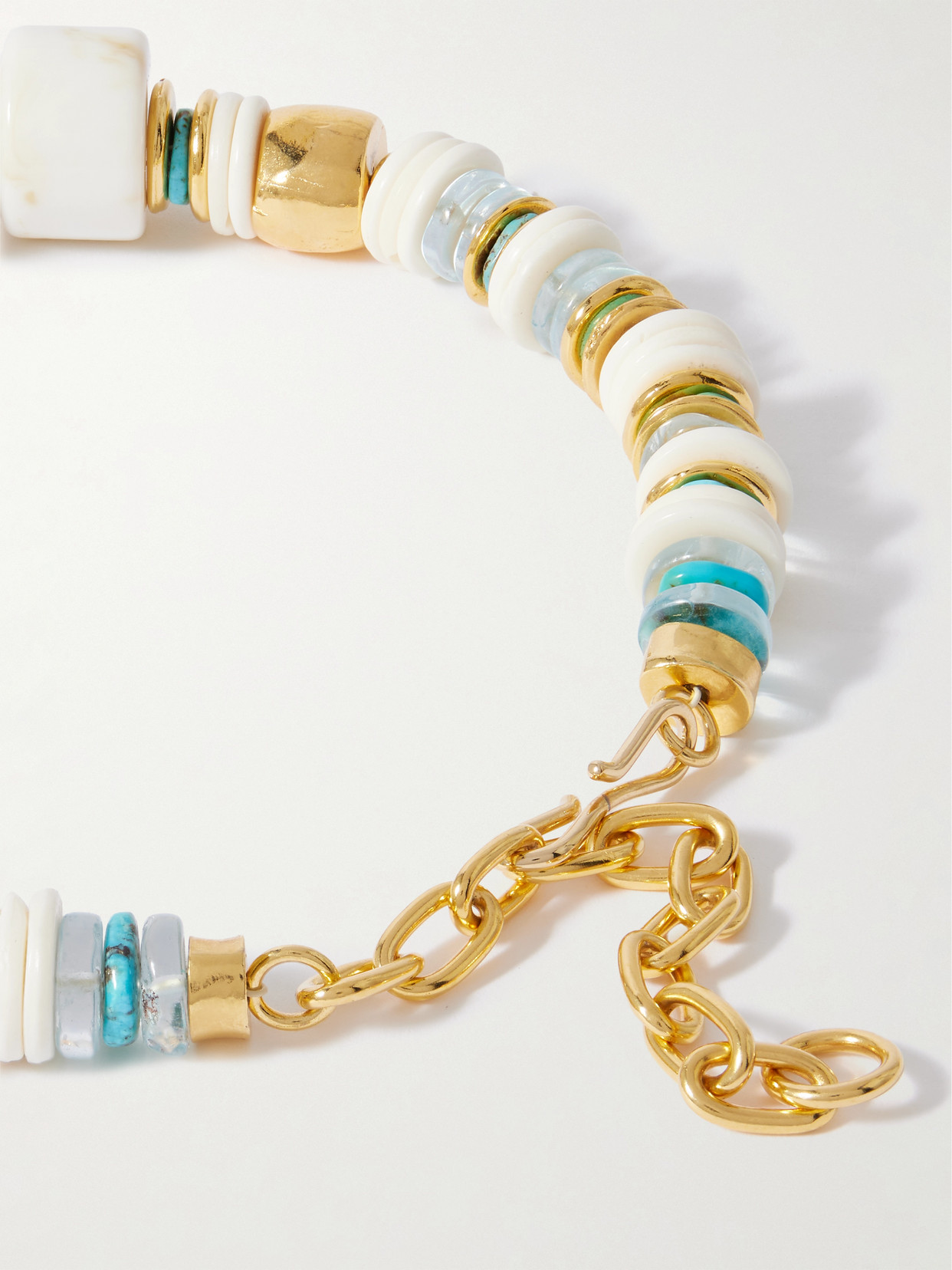 Lizzie Fortunato Granada Gold-plated, Bone And Turquoise Beaded Necklace In Multi