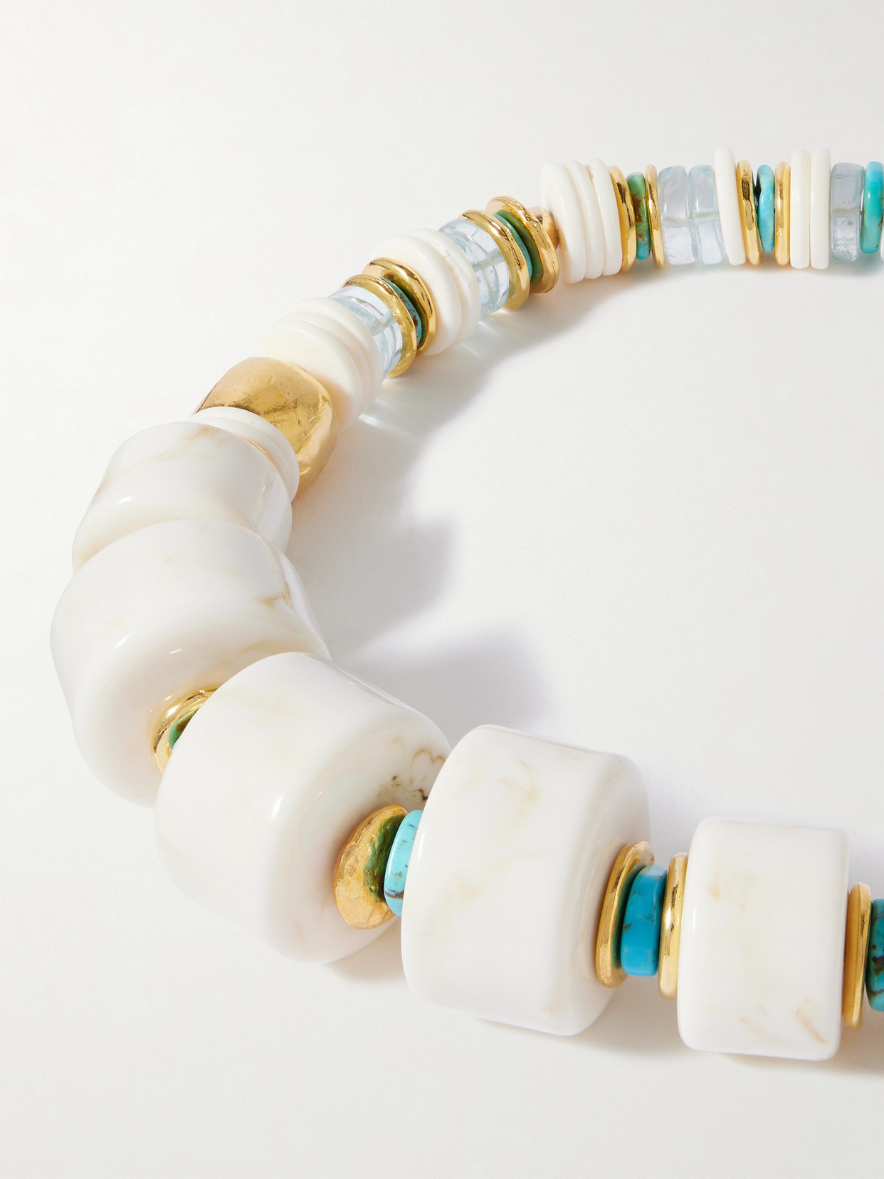 Lizzie Fortunato Granada Gold-plated, Bone And Turquoise Beaded Necklace In Multi
