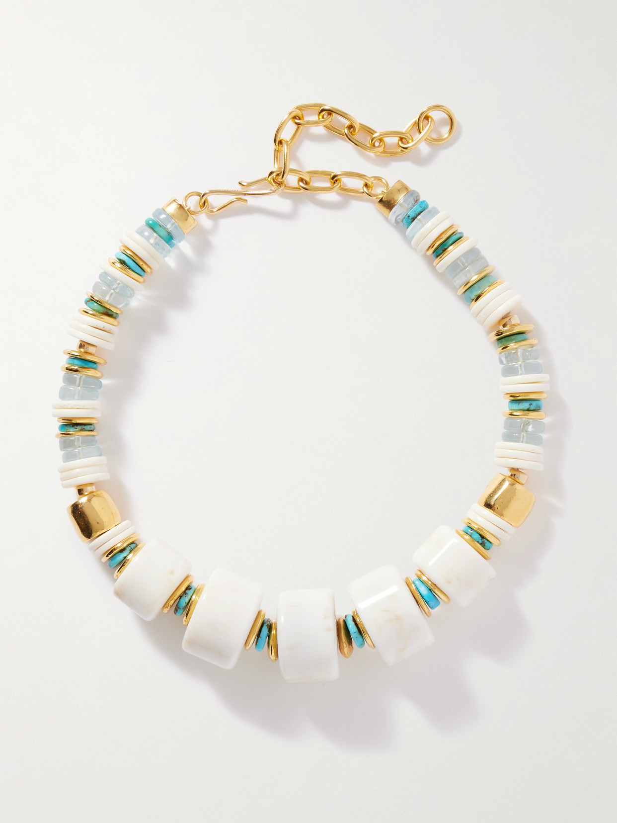 Lizzie Fortunato Granada Gold-plated, Bone And Turquoise Beaded Necklace In Multi