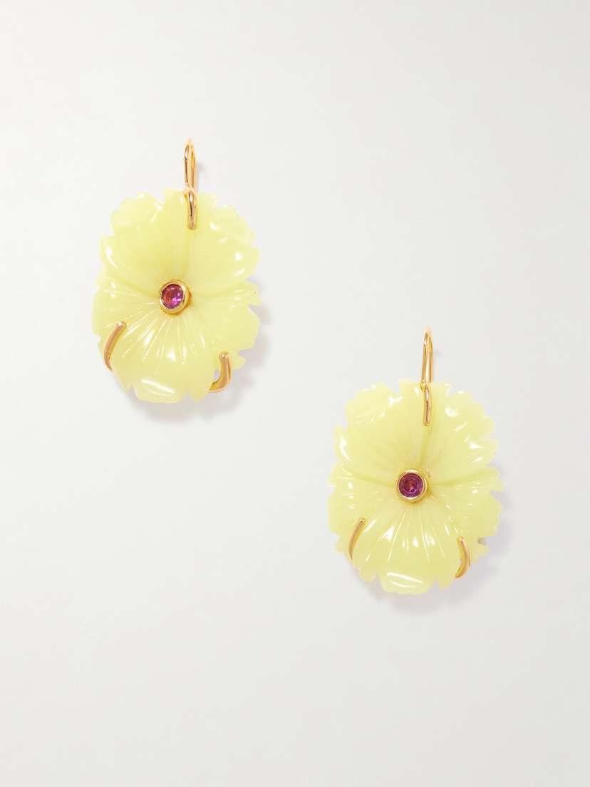 Lizzie Fortunato New Bloom Gold-plated, Jade And Rhodolite Earrings