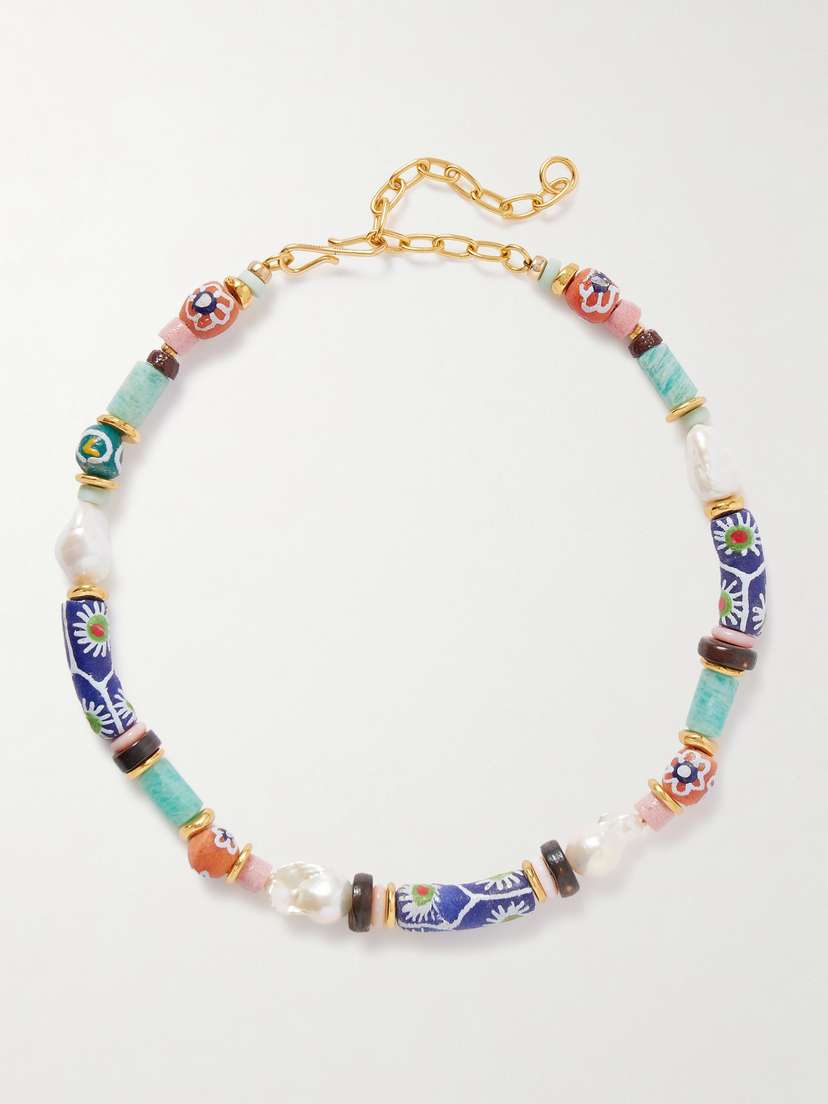 Lizzie Fortunato Souvenir Gold-plated, Multi-stone And Bone Beaded Necklace