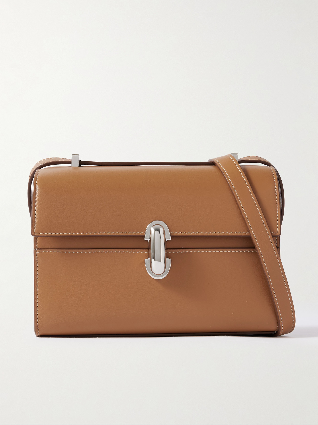 Savette Symmetry Leather Tote In Brown