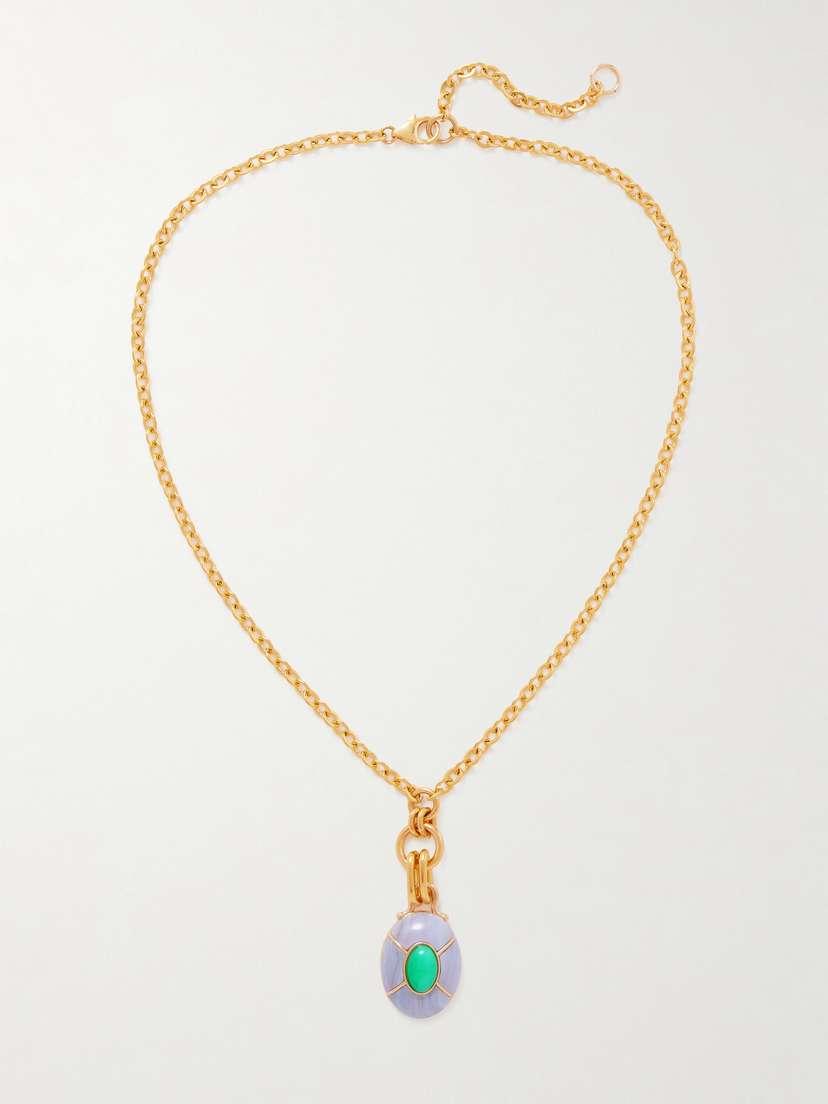 Lizzie Fortunato Yucca Gold-plated, Agate And Chrysoprase Necklace