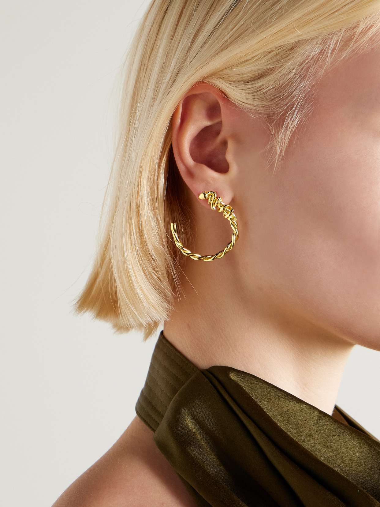 Ysso Snake Gold-plated Hoop Earrings In Gold