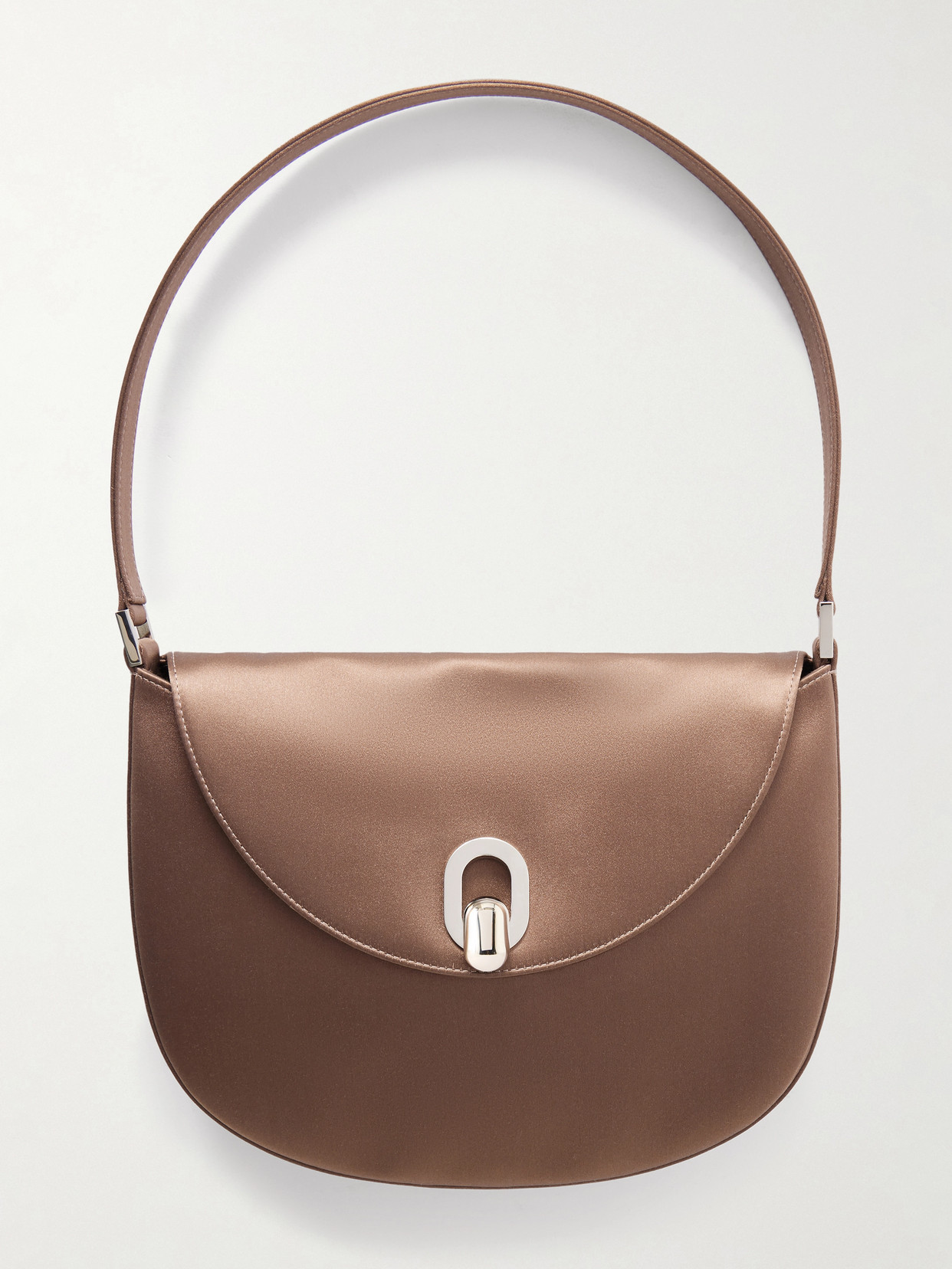 Savette Tondo Small Satin Shoulder Bag In Brown