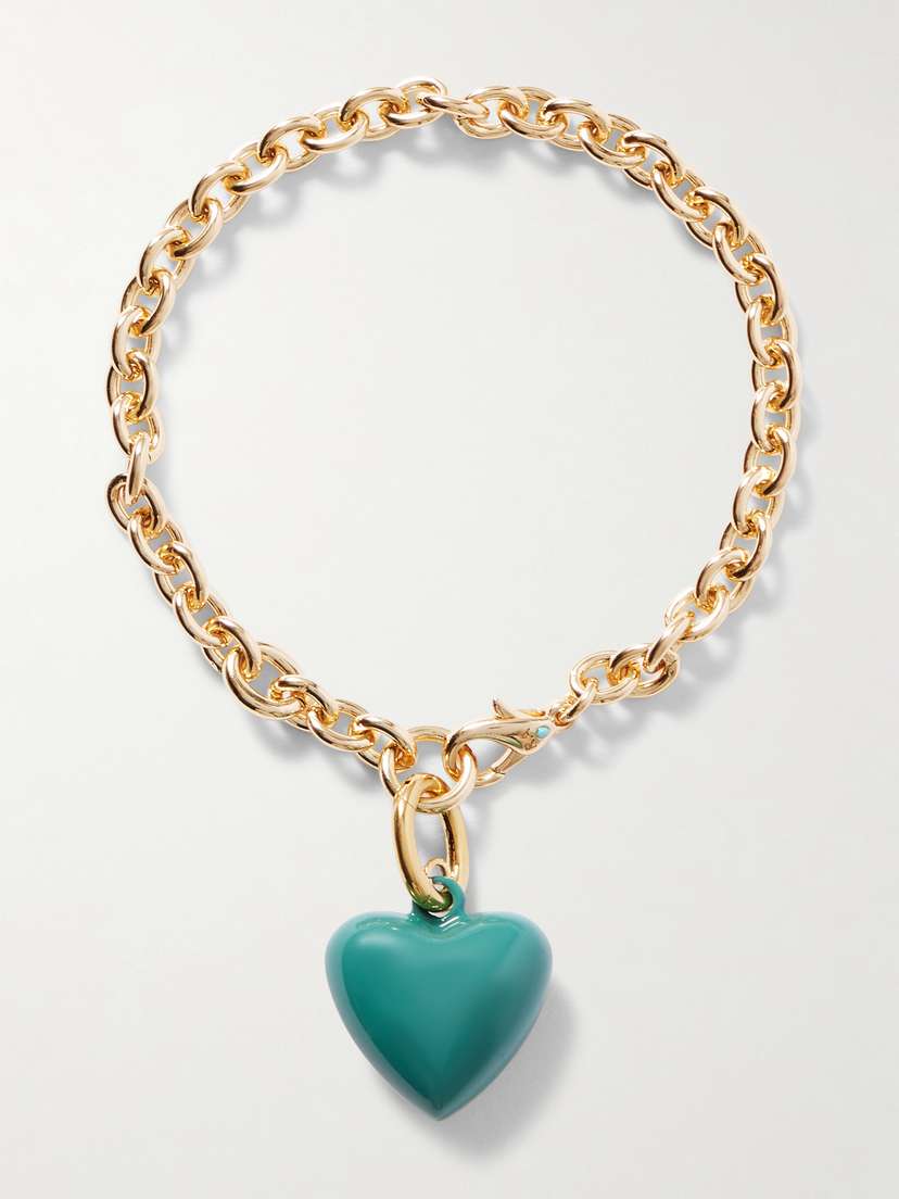 Roxanne Assoulin The Mini Puffy Heart Gold-tone And Enamel Bracelet
