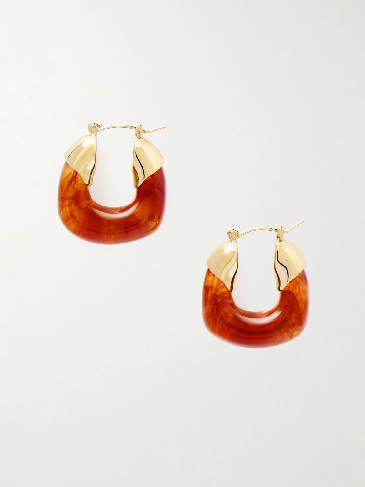 Lizzie Fortunato Mini Organic Gold-plated Resin Hoop Earrings In Brown