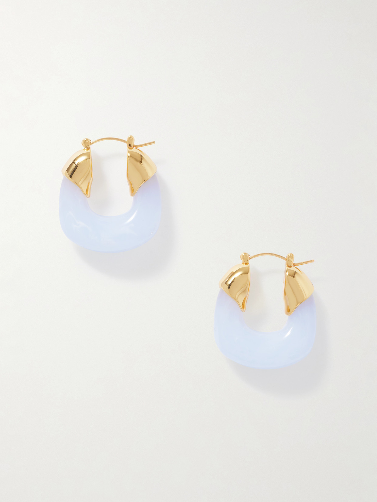 Lizzie Fortunato Mini Organic Gold-plated And Resin Hoop Earrings In Blue