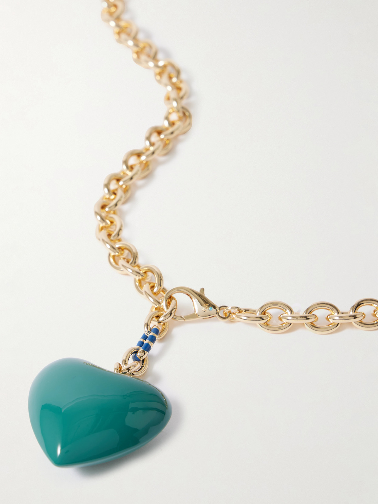 Roxanne Assoulin The Puffy Heart Gold-tone And Enamel Necklace In Green