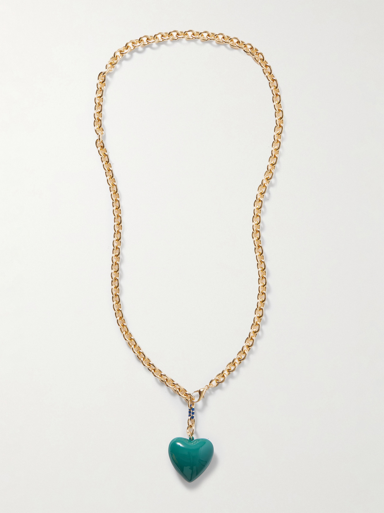Roxanne Assoulin The Puffy Heart Gold-tone And Enamel Necklace In Green