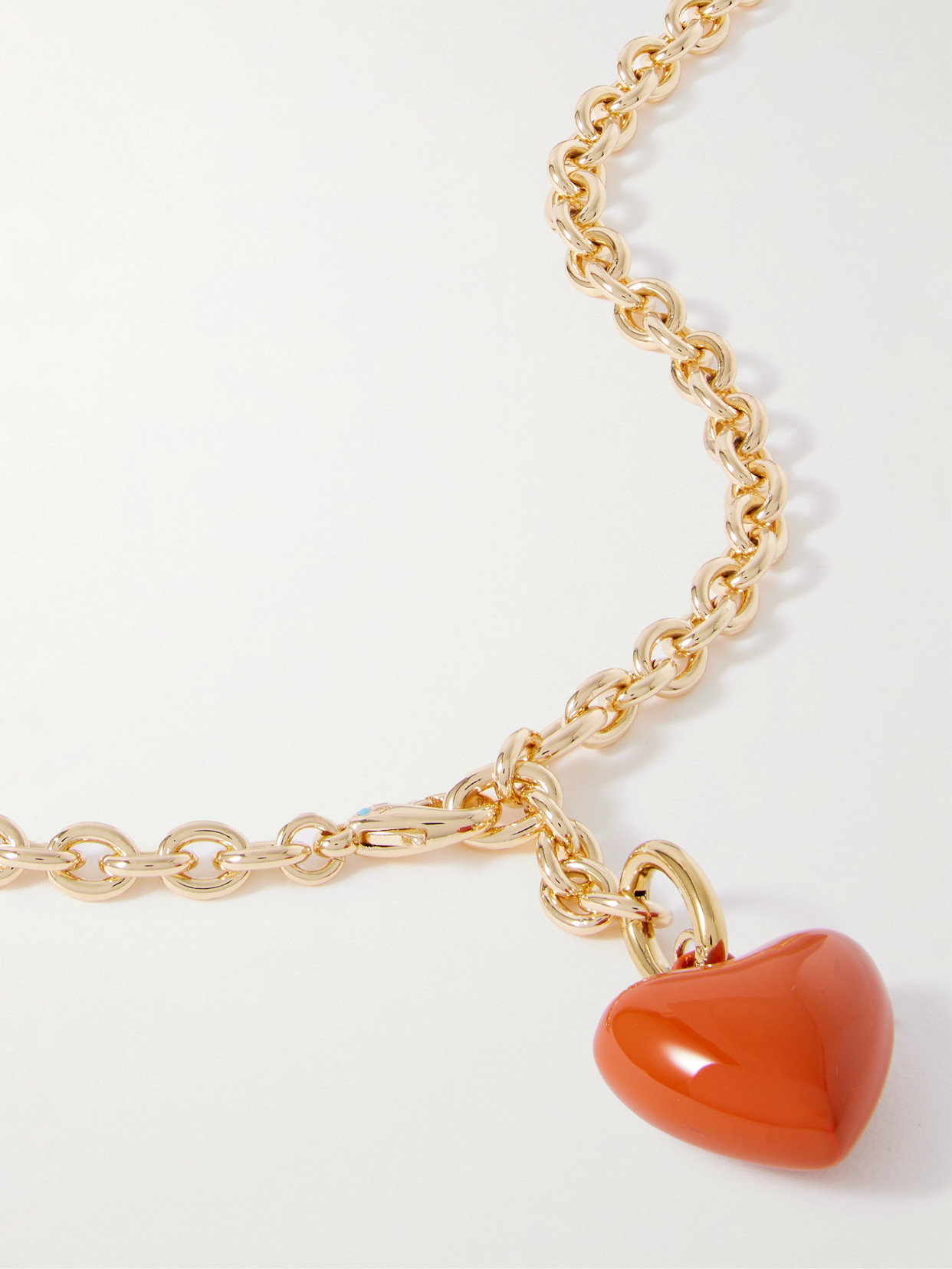 Roxanne Assoulin The Mini Puffy Heart Gold-tone Necklace In Orange