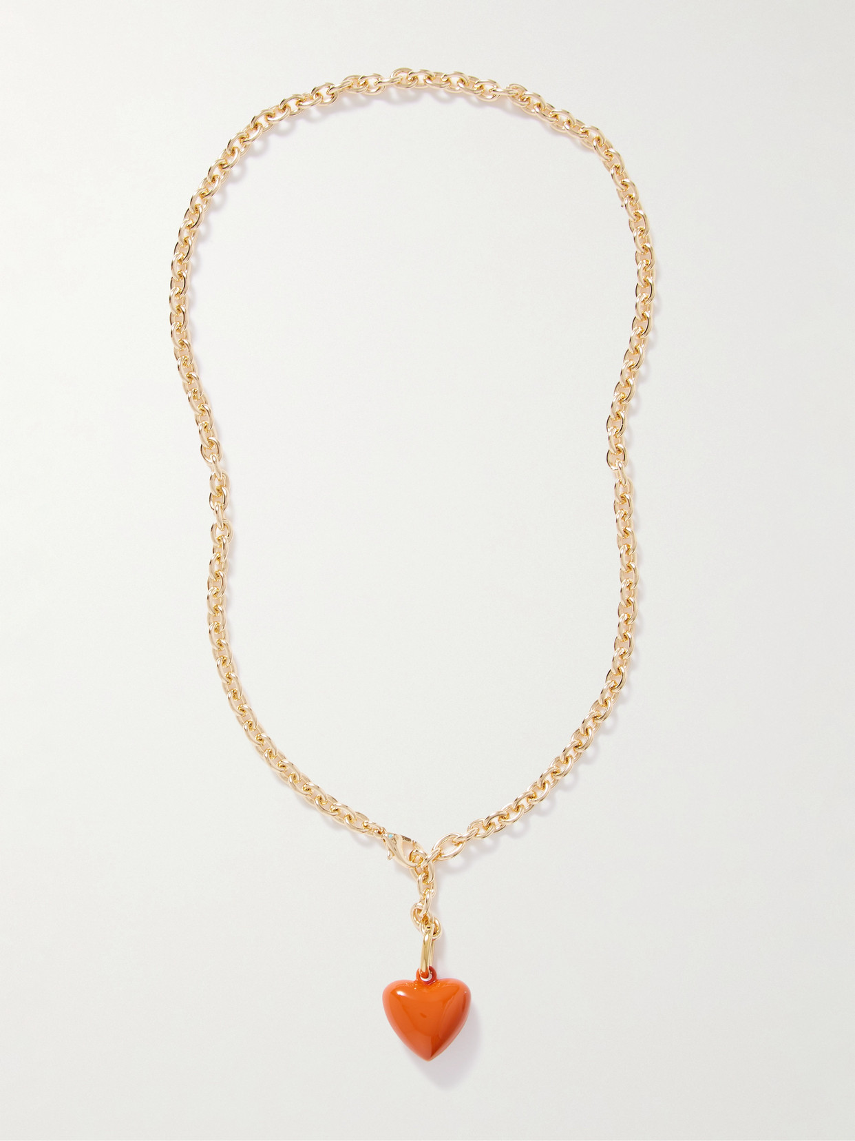 Roxanne Assoulin The Mini Puffy Heart Gold-tone Necklace In Orange