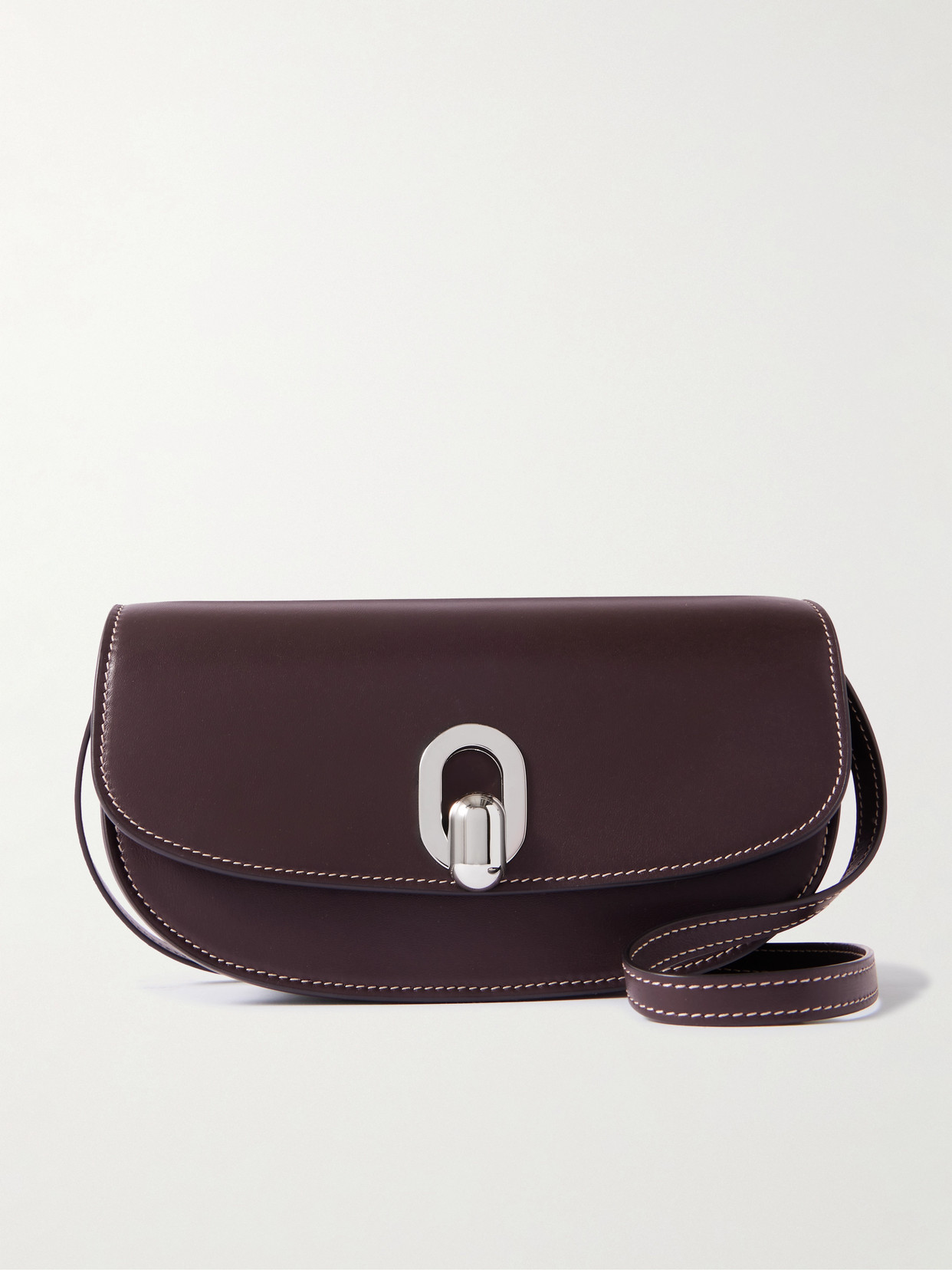Savette Tondo Crescent Leather Shoulder Bag In Purple