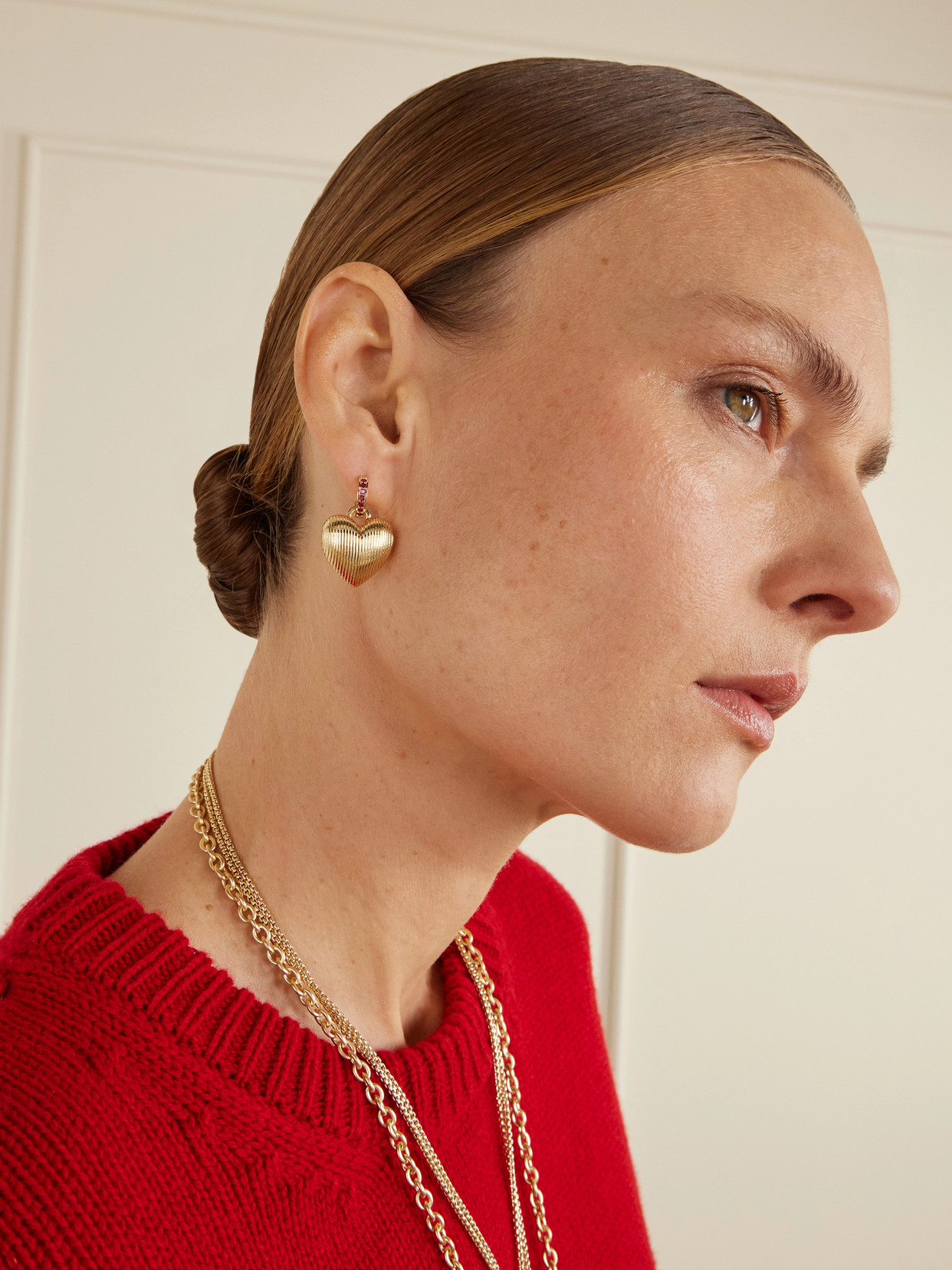 Roxanne Assoulin Textured Heart Gold-tone Crystal Earrings In Gold