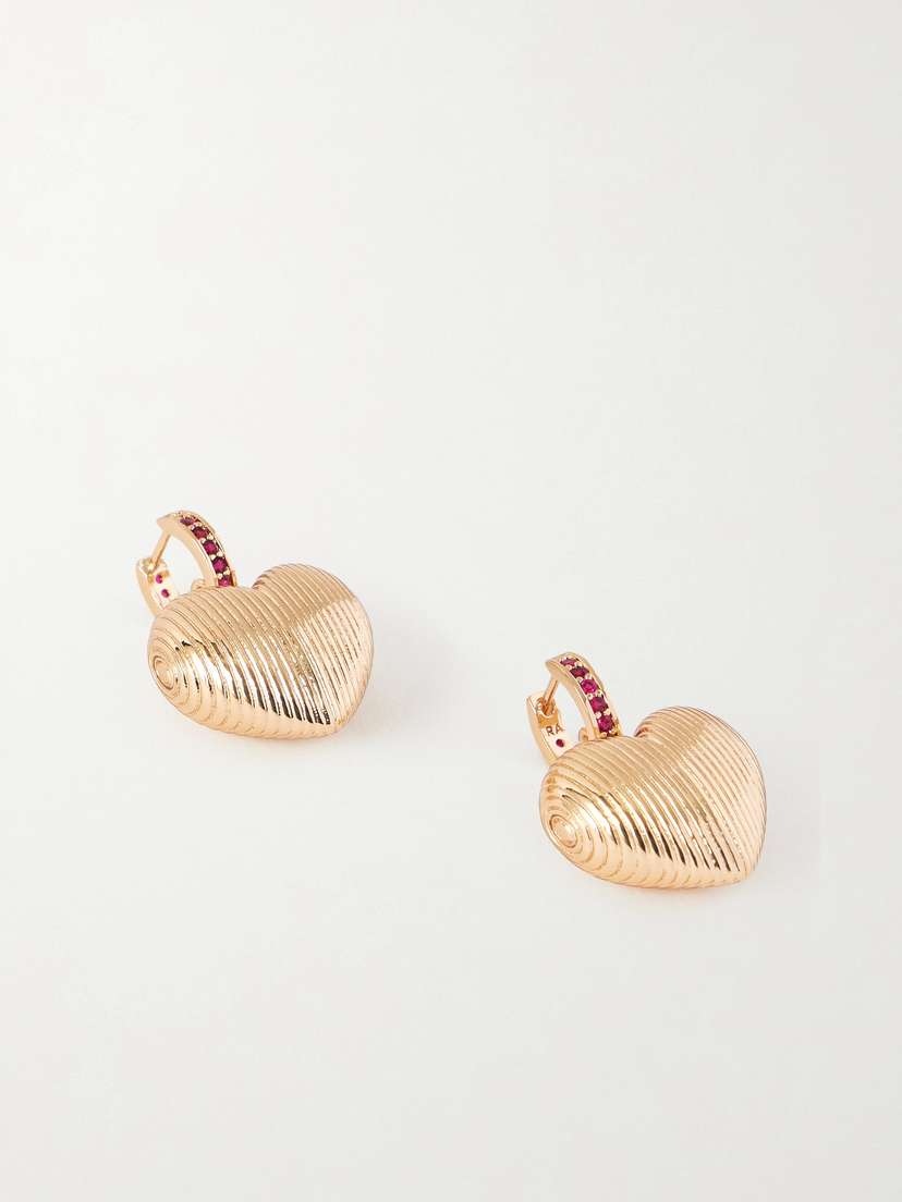 Roxanne Assoulin Textured Heart Gold-tone Crystal Earrings