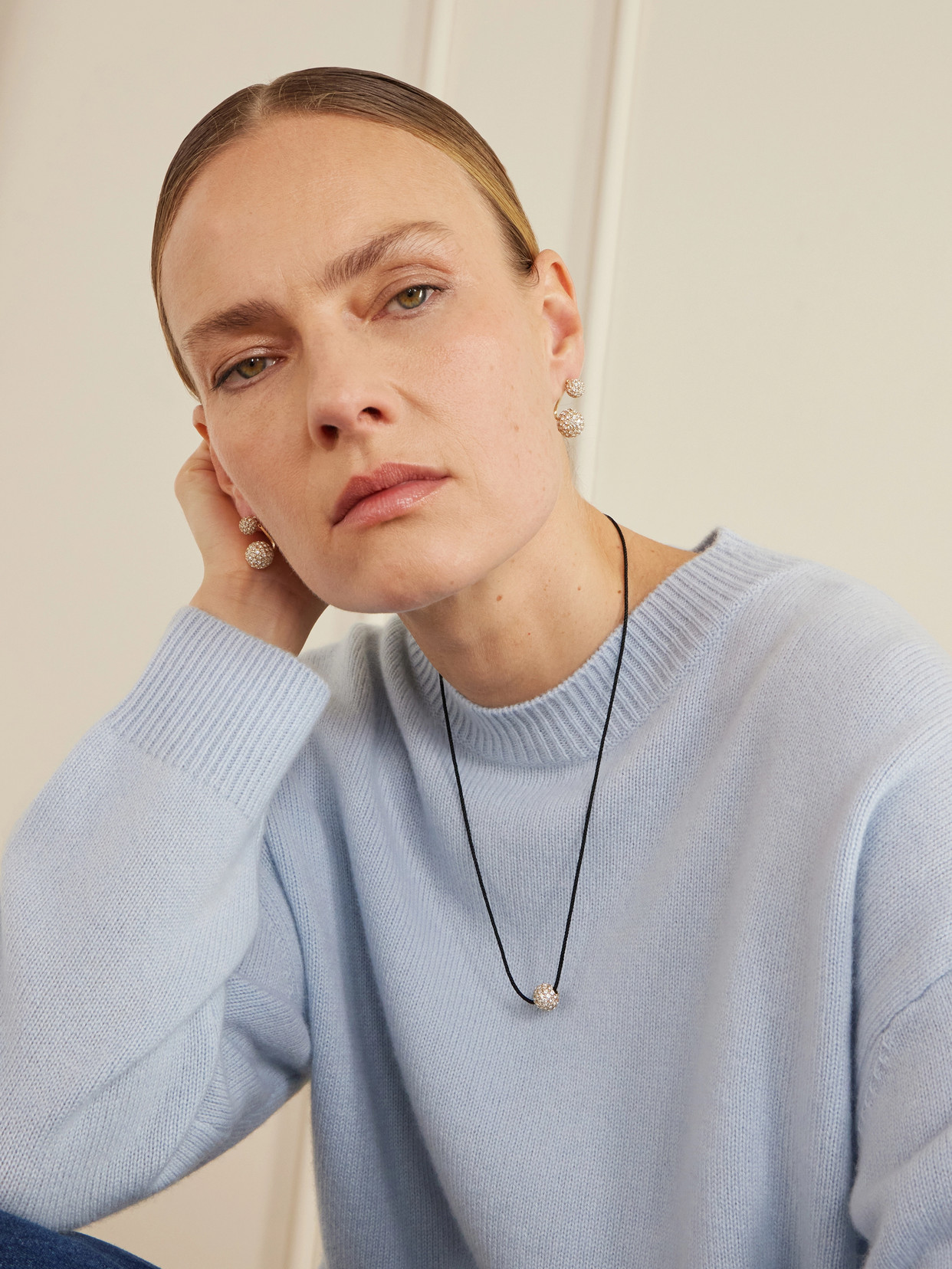 Roxanne Assoulin The Spark Cord, Gold-tone And Crystal Necklace In Black