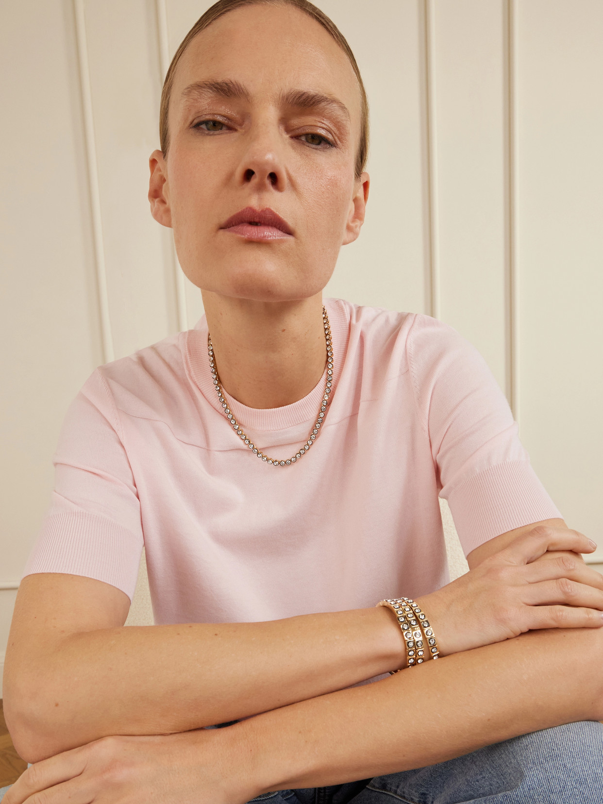 Roxanne Assoulin The Royal Gold-tone Cubic Zirconia Tennis Necklace In Burgundy