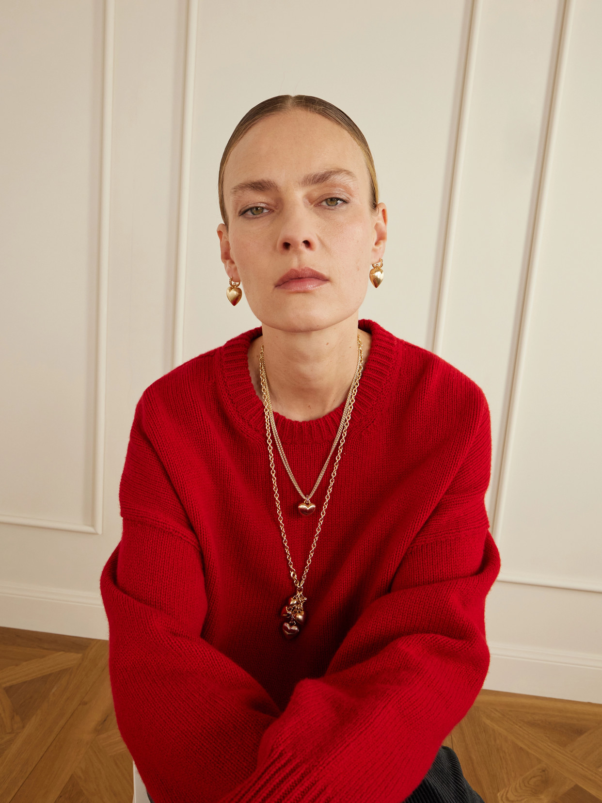 Roxanne Assoulin The Family Of Hearts Gold-tone Crystal Necklace In Gold