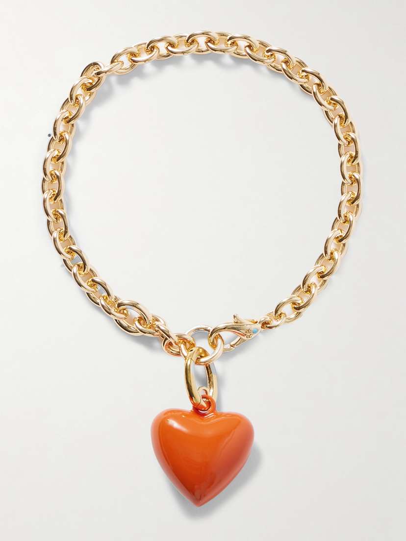 Roxanne Assoulin The Mini Puffy Heart Gold-tone And Enamel Bracelet